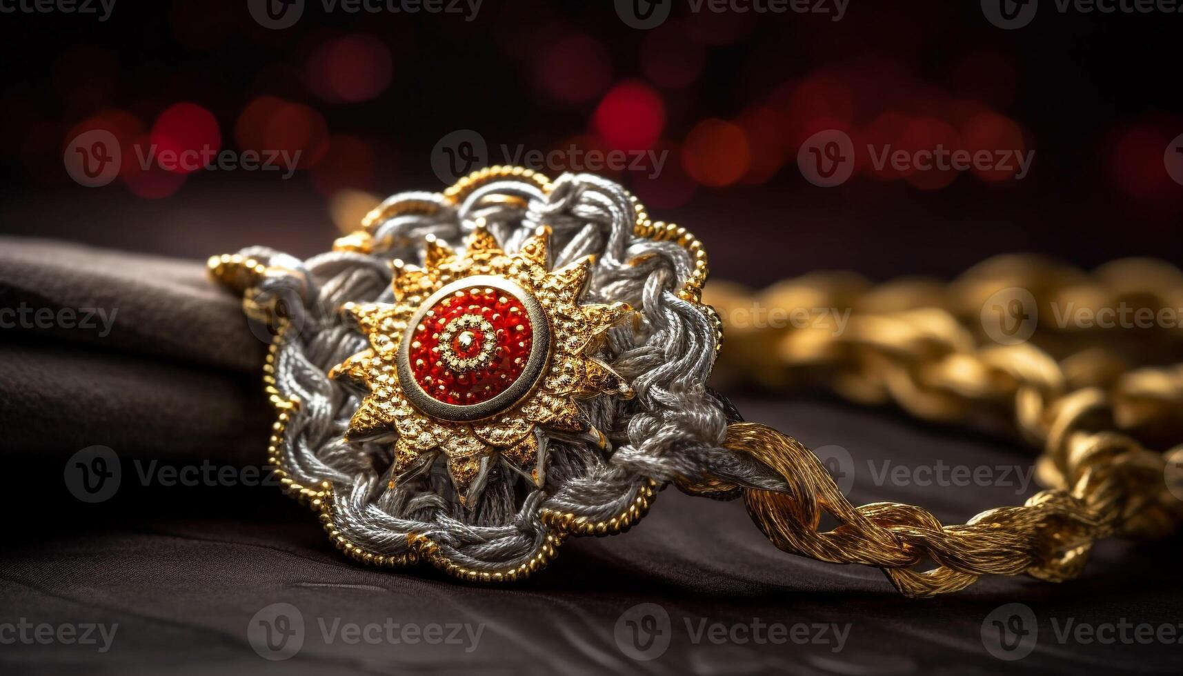 brillante oro collana con elegante pietra preziosa pendente su oro catena generato di ai foto
