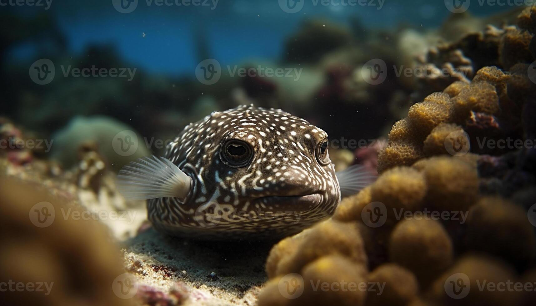 colorato clown pesce nuotate nel movimento attraverso tropicale corallo scogliera generato di ai foto