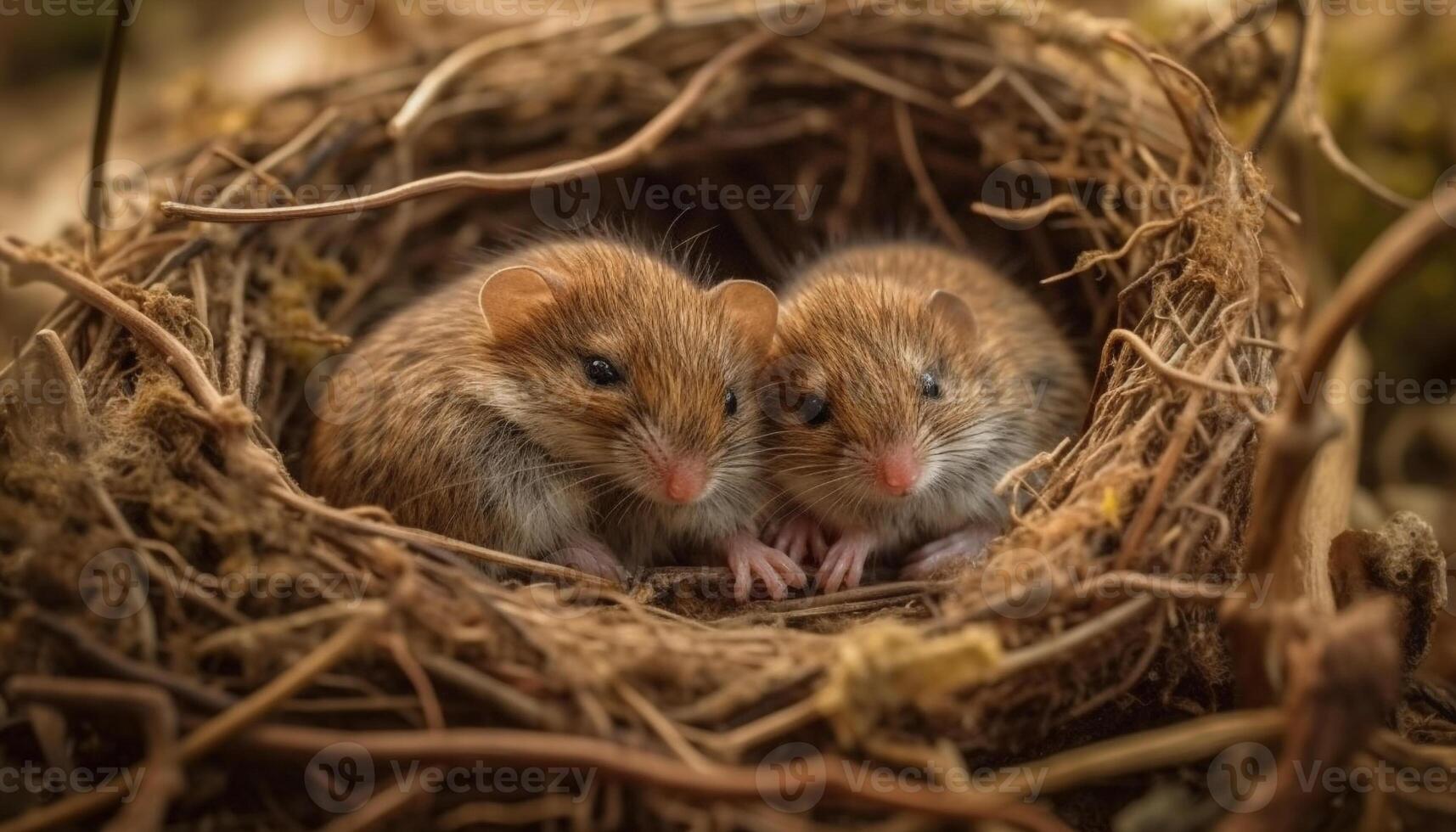 soffice neonato roditori nel animale nido all'aperto generativo ai foto