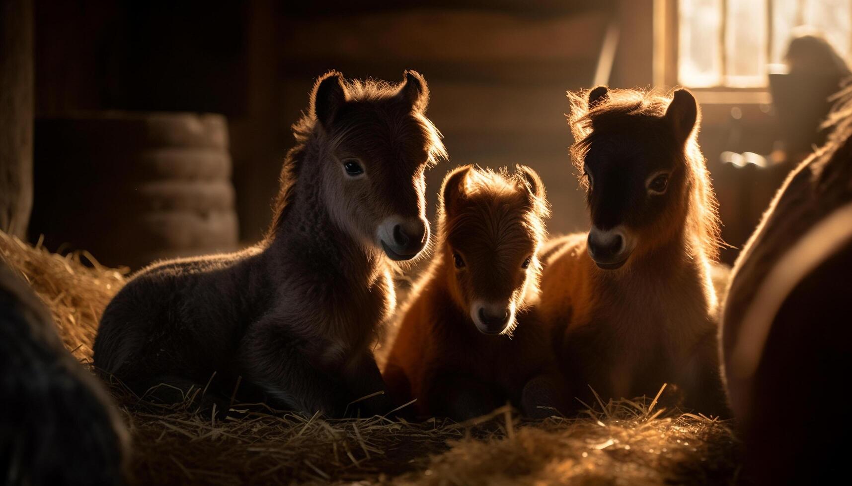 carino giovane animali pascolo nel rurale prato generato di ai foto