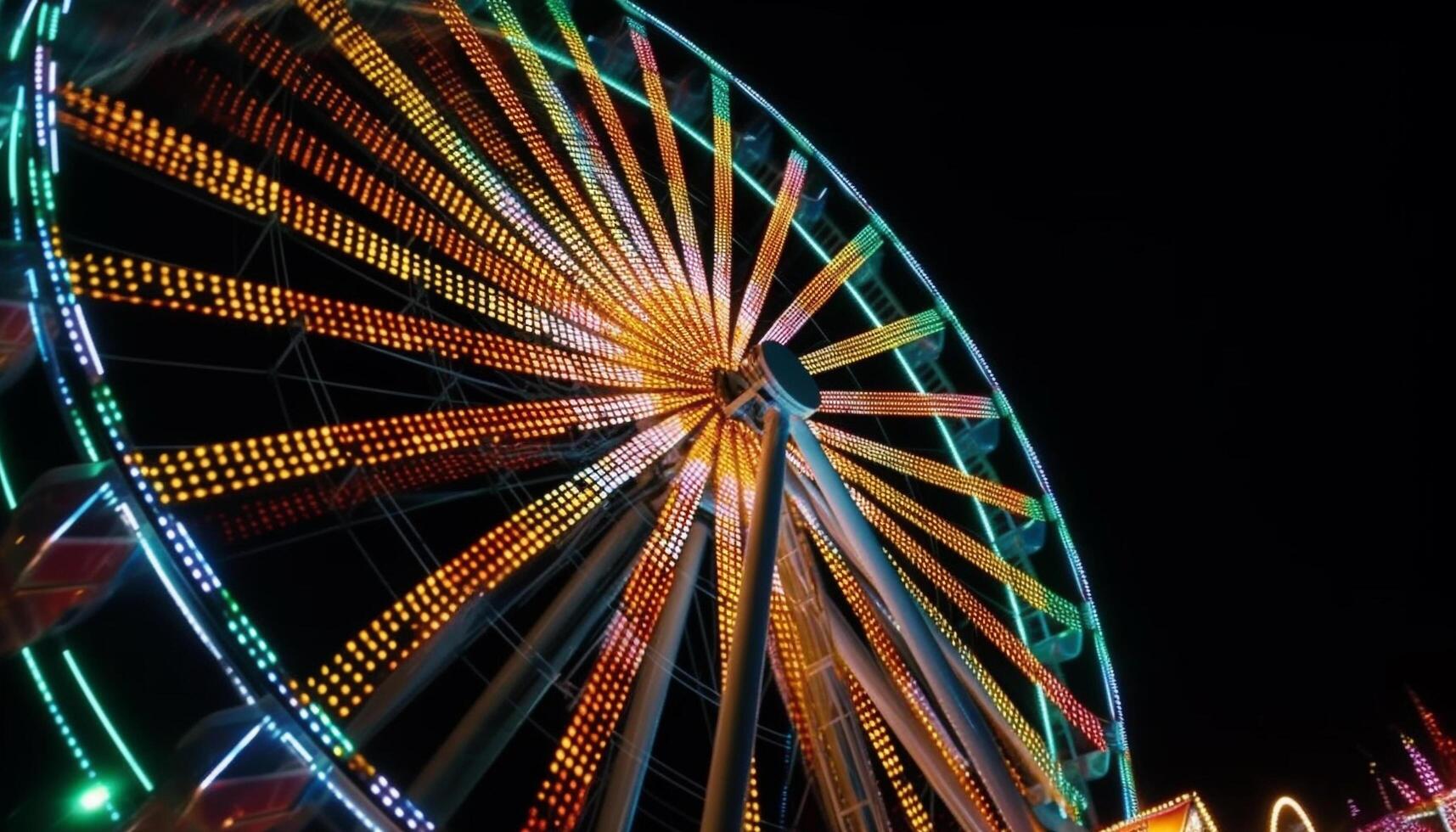 sfocato movimento, vivace colori, carnevale eccitazione a notte generato di ai foto