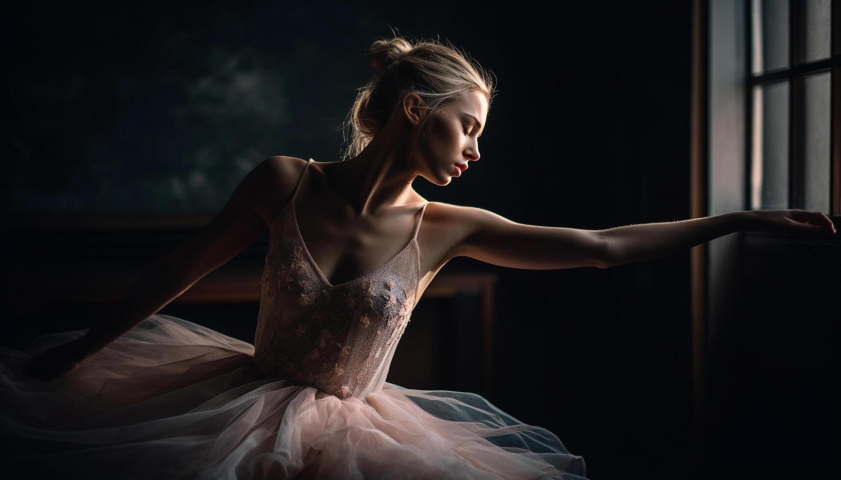uno donna grazia e eleganza nel balletto generato di ai foto