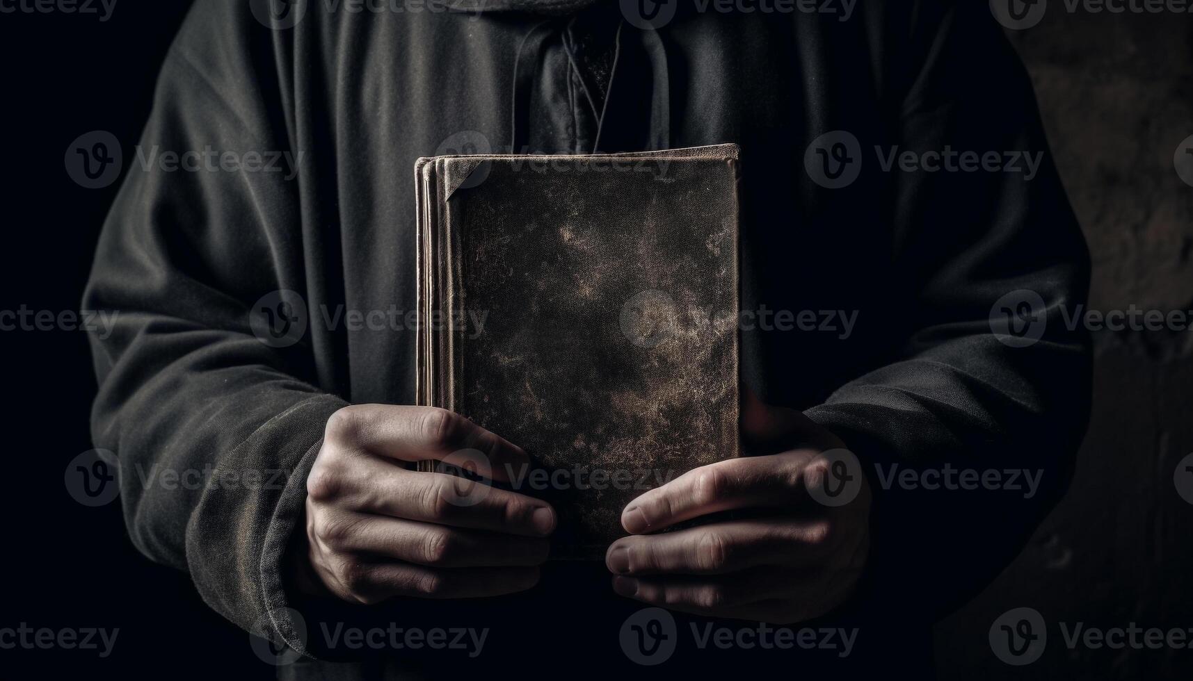 mano Tenere religioso testo, lettura per saggezza generato di ai foto