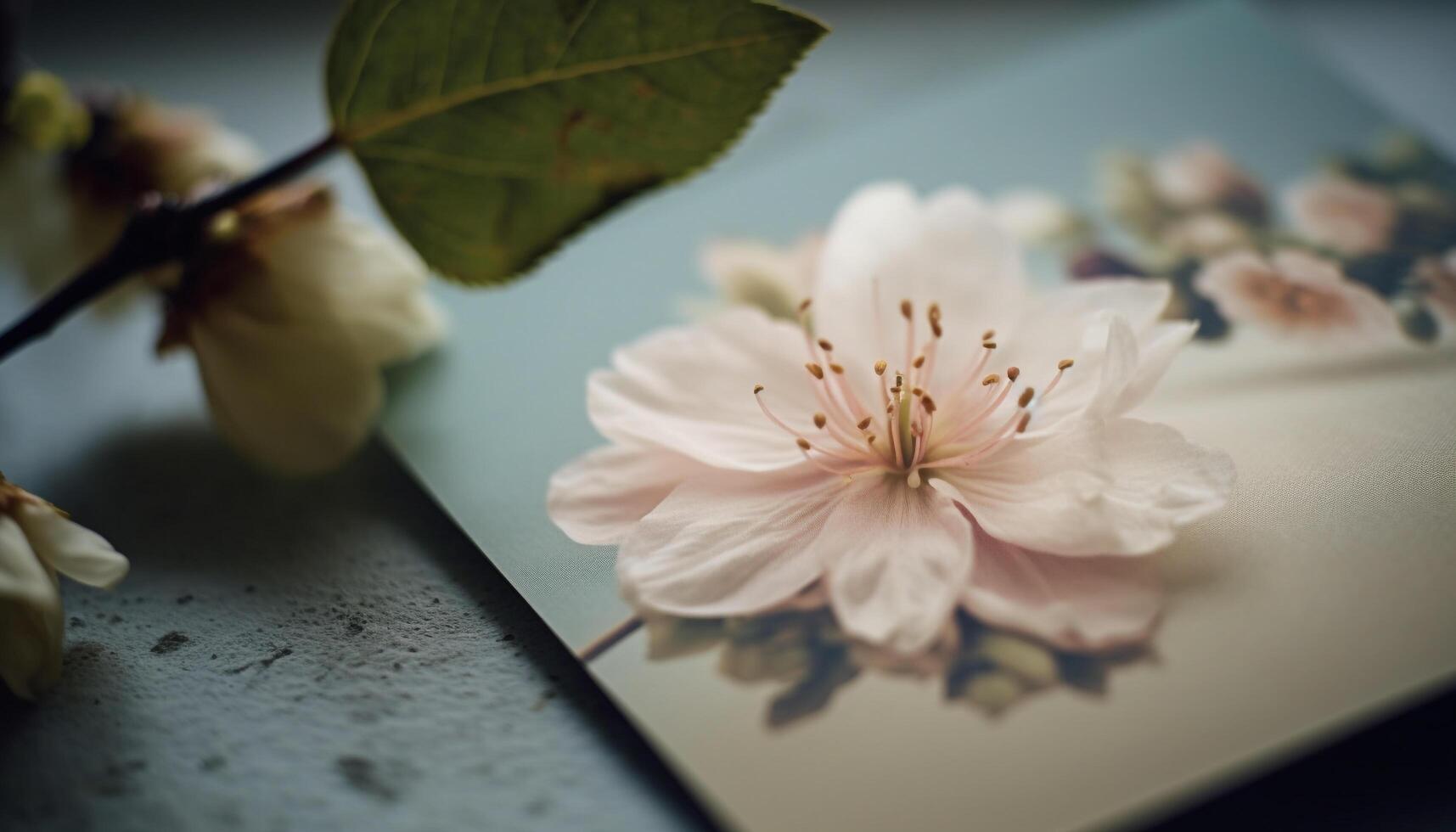 morbido rosa fiorire su vecchio ramo, circondato di fresco verde crescita generato di ai foto