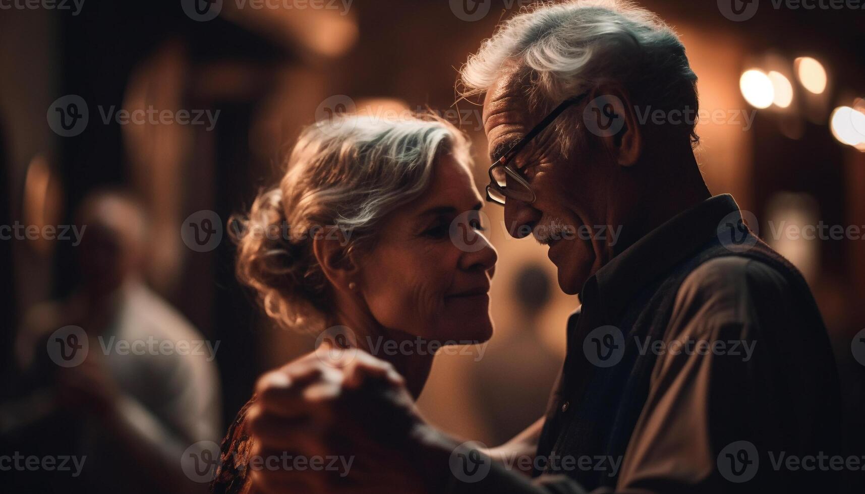 contento anziano coppia Abbracciare una persona all'aperto, godendo la pensione e solidarieta generato di ai foto