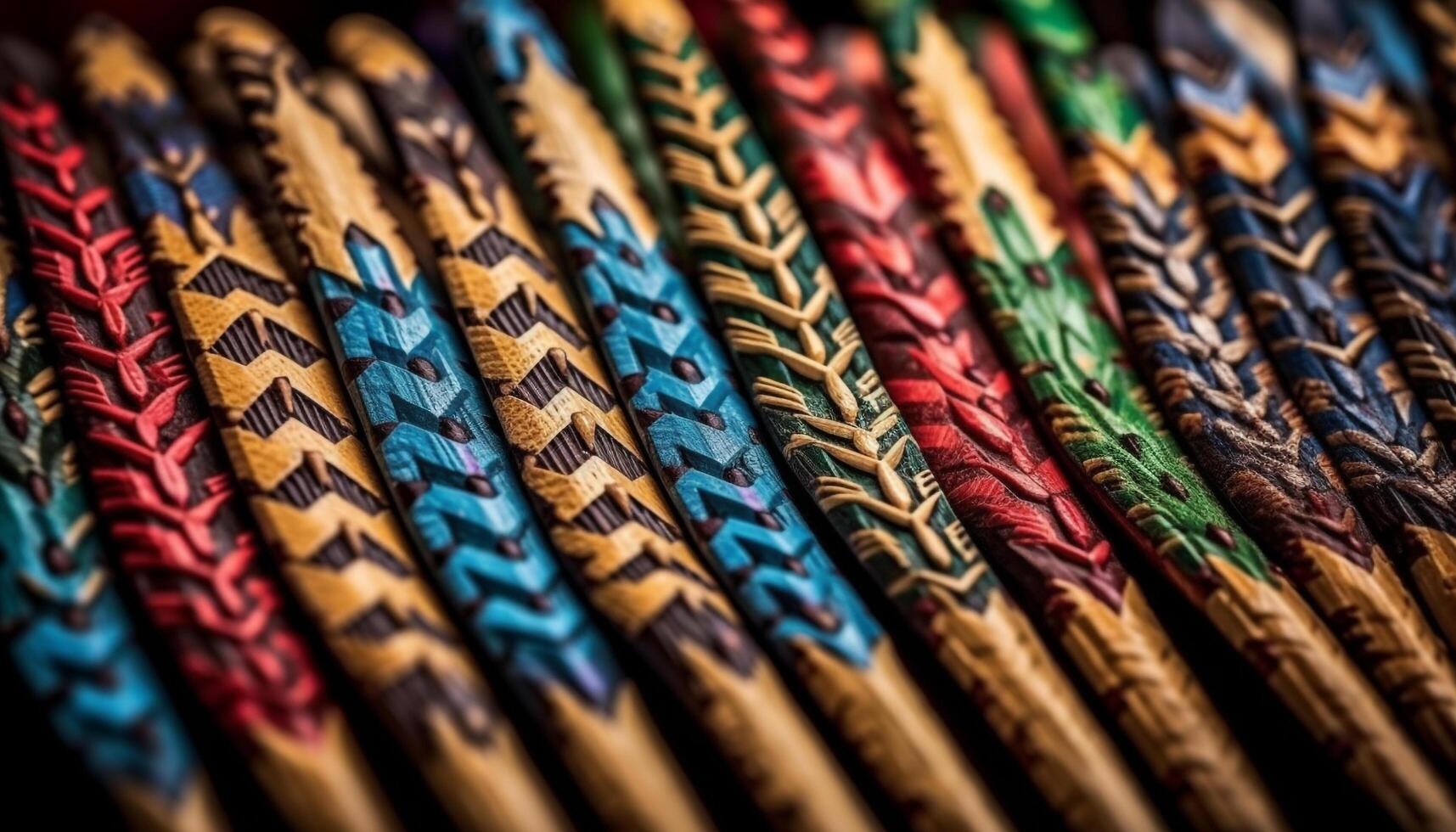intrecciata lana kilim tappeto, un' vivace souvenir di indigeno cultura generato di ai foto