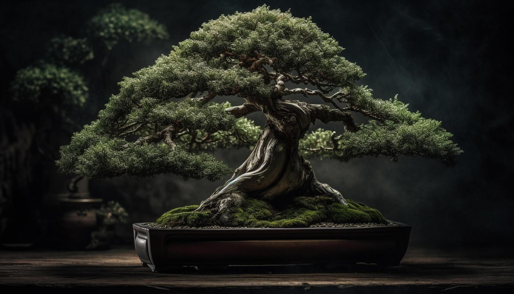 verde pianta crescita decora vecchio albero tronco nel natura paesaggio generato di ai foto