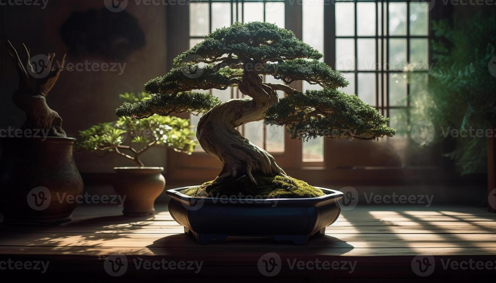 verde in vaso pianta nel ornato ceramica, circondato di natura crescita generato di ai foto