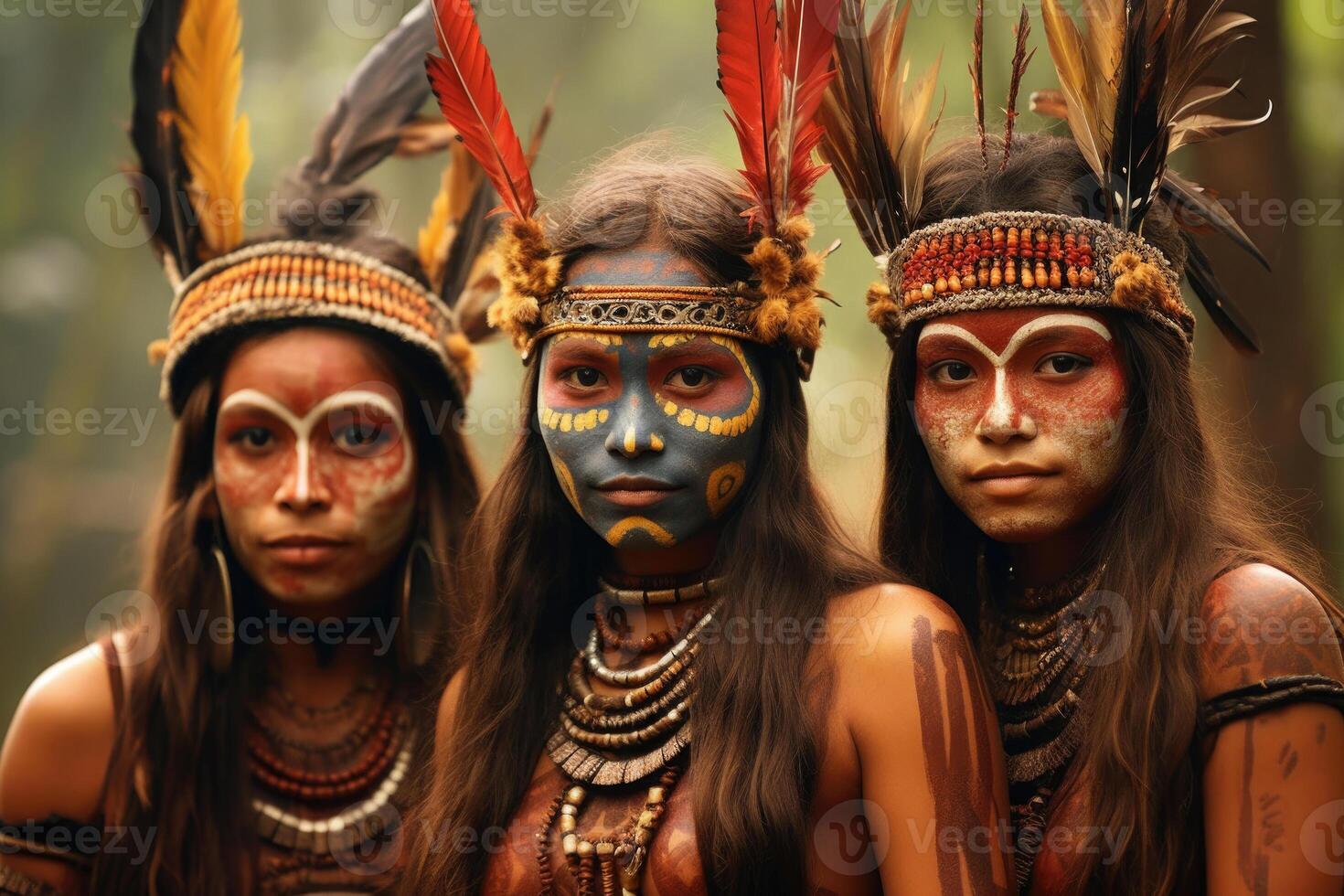 ritratto di indigeno tribù donna. nativo americano le persone. generativo ai foto