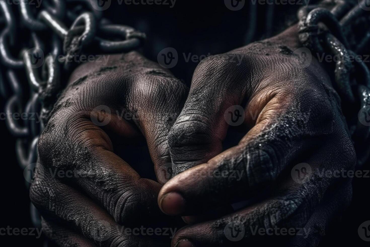 maschio prigioniero nel catena. schiavitù concetto. generativo ai foto