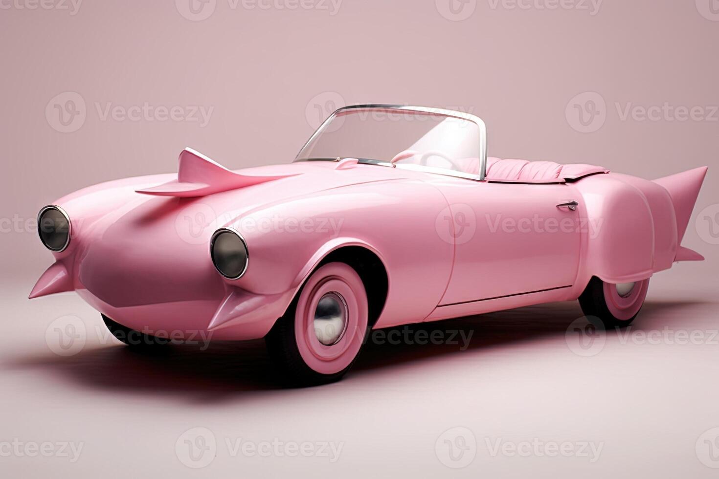 rosa fenicottero lusso futuristico convertibile sport auto illustrazione generativo ai foto