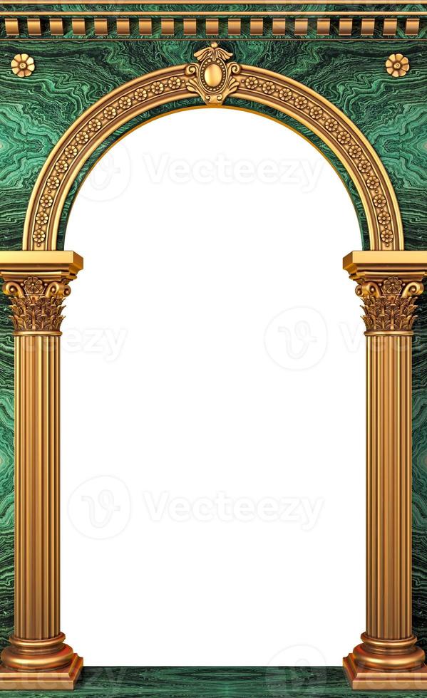 portale ad arco classico di lusso dorato con colonne foto