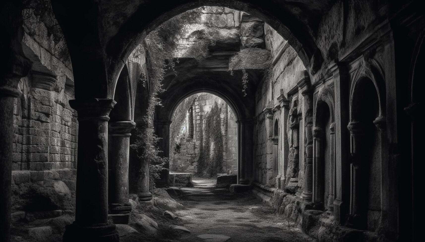 medievale Gotico abbazia rovine svelare antico spiritualità e architettonico storia generato di ai foto