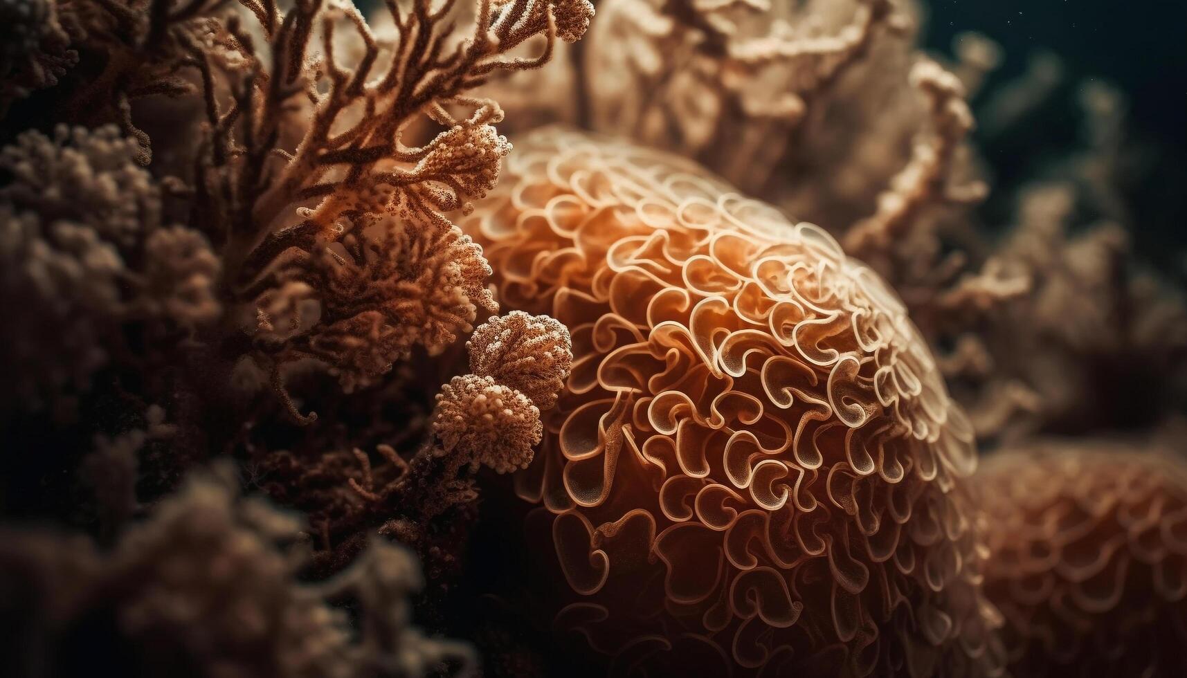 colorato subacqueo mondo pesce, corallo, e stella marina nel movimento generato di ai foto