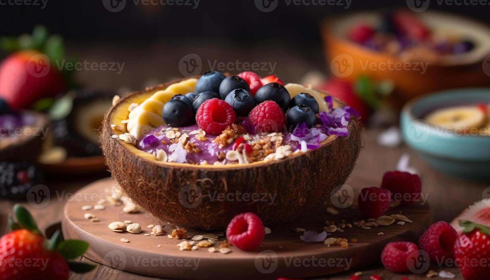 fresco bacca parfait con muesli e Yogurt, un' salutare indulgenza generato di ai foto