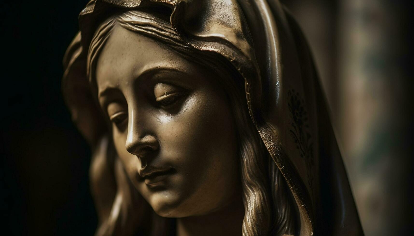 sereno donna preghiere per statua di Dio nel cattolicesimo ritratto generato di ai foto