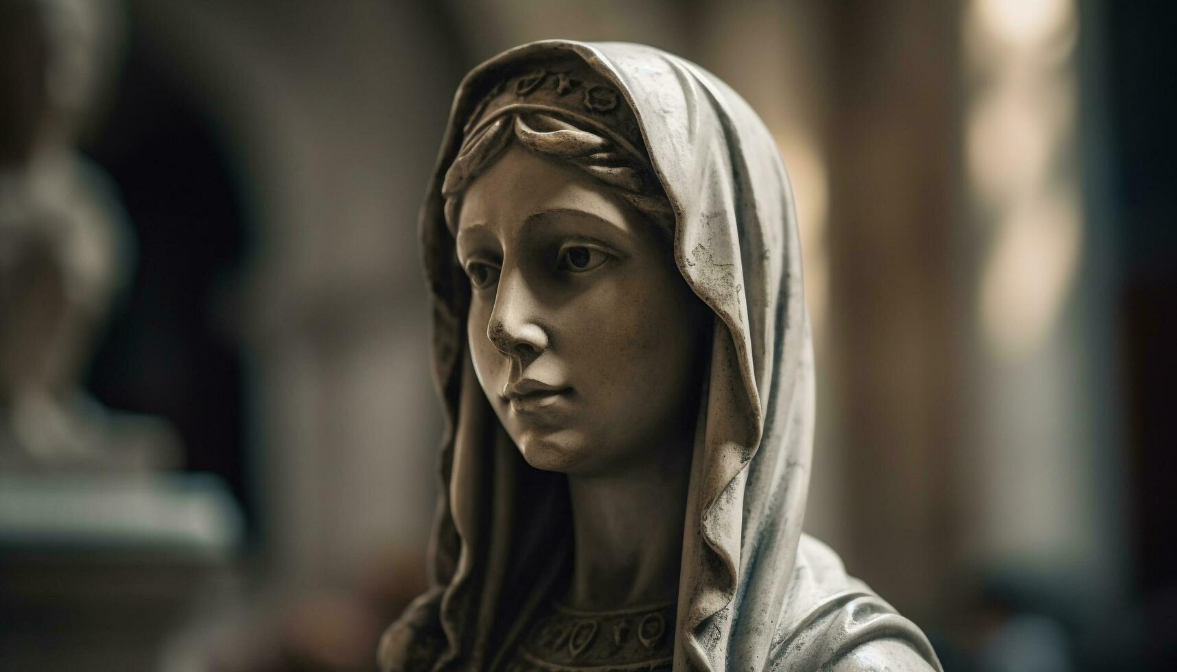 religioso adulti solo lutto a famoso cattolico statua all'aperto preghiere generato di ai foto