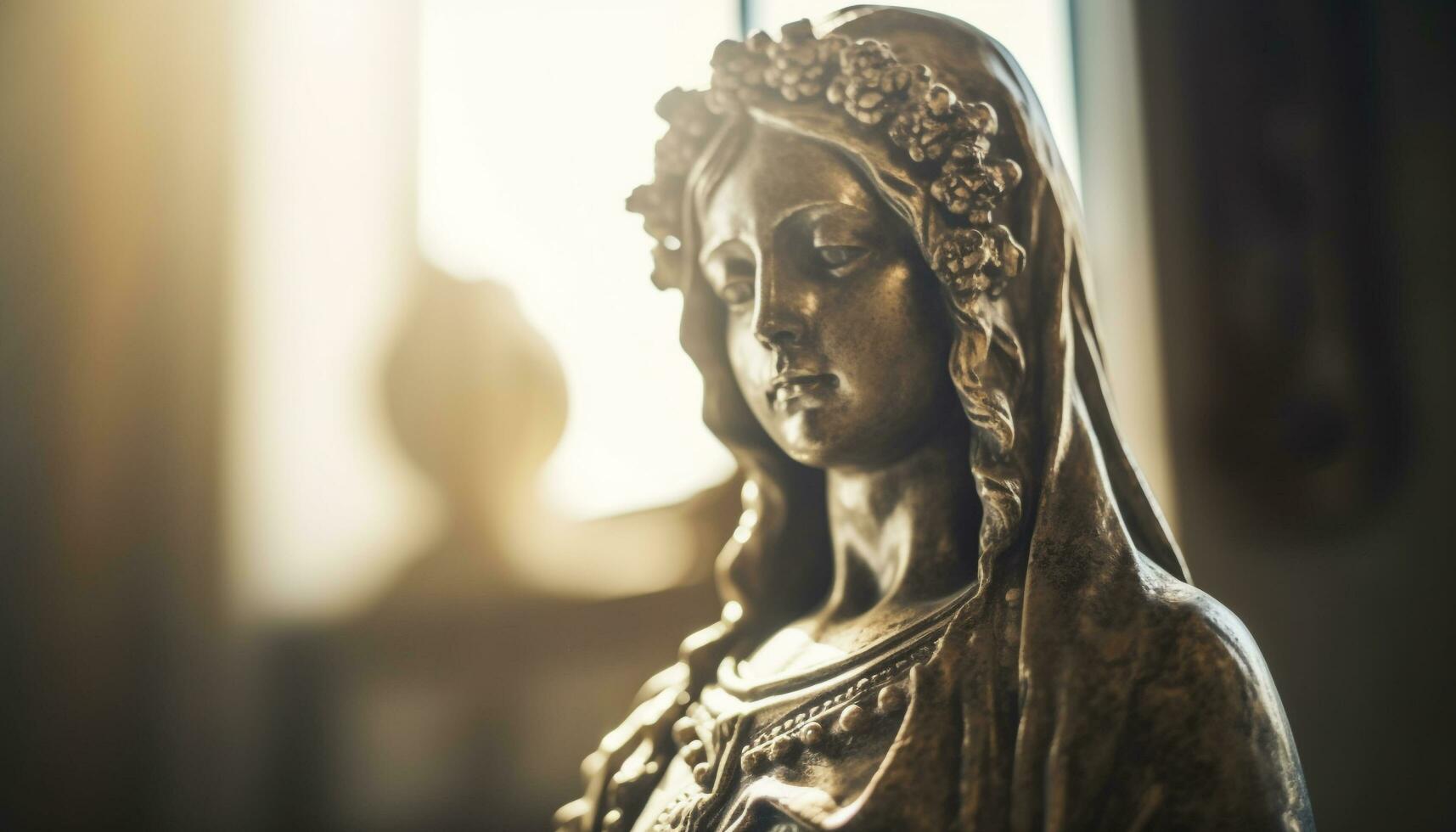 religioso statua simboleggia spiritualità e cristianesimo nel storico architettura generato di ai foto