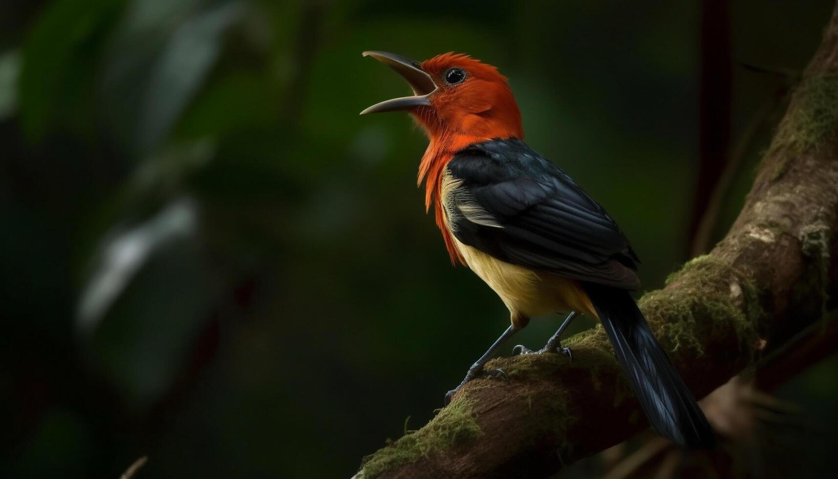 vivace ape mangiatore perching su ramo, circondato di naturale bellezza generato di ai foto