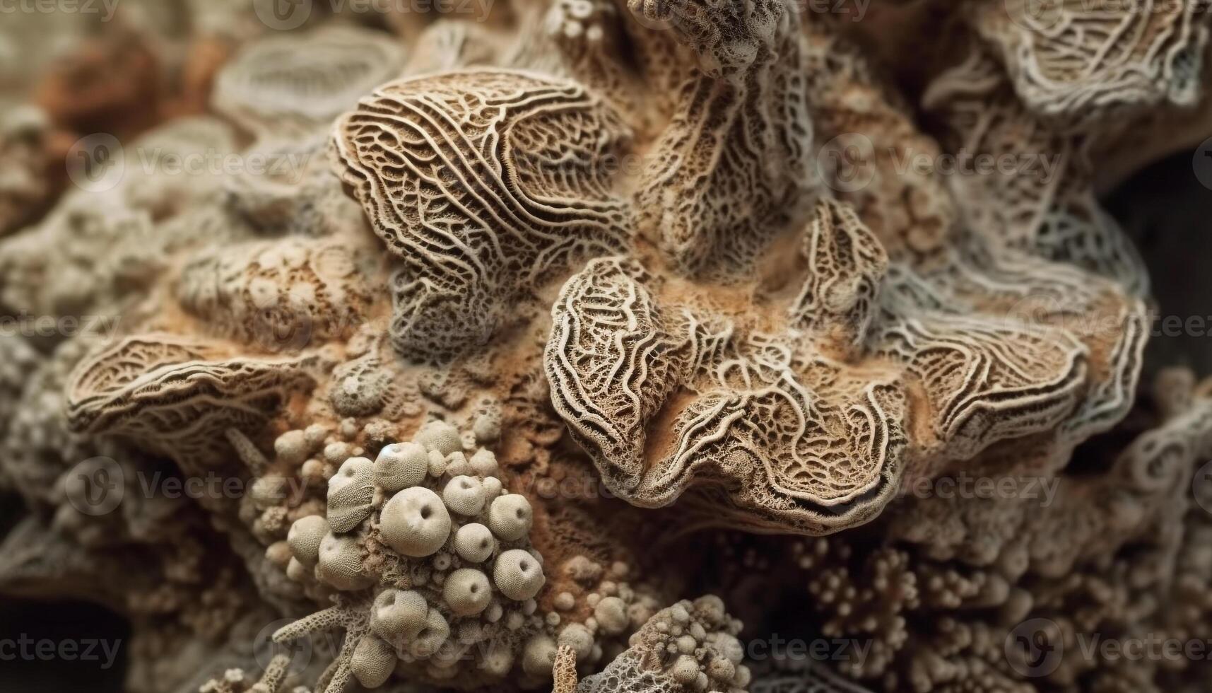 Multi colorato fungo velenoso colonia decora bagnato foresta pavimento nel autunno generato di ai foto