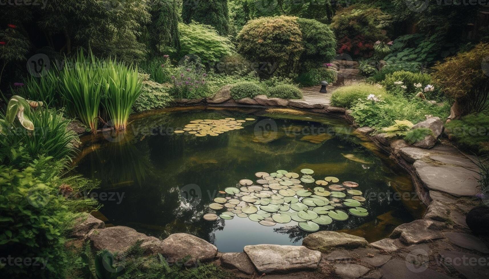 tranquillo scena di fluente acqua nel un' tropicale foresta pluviale generato di ai foto