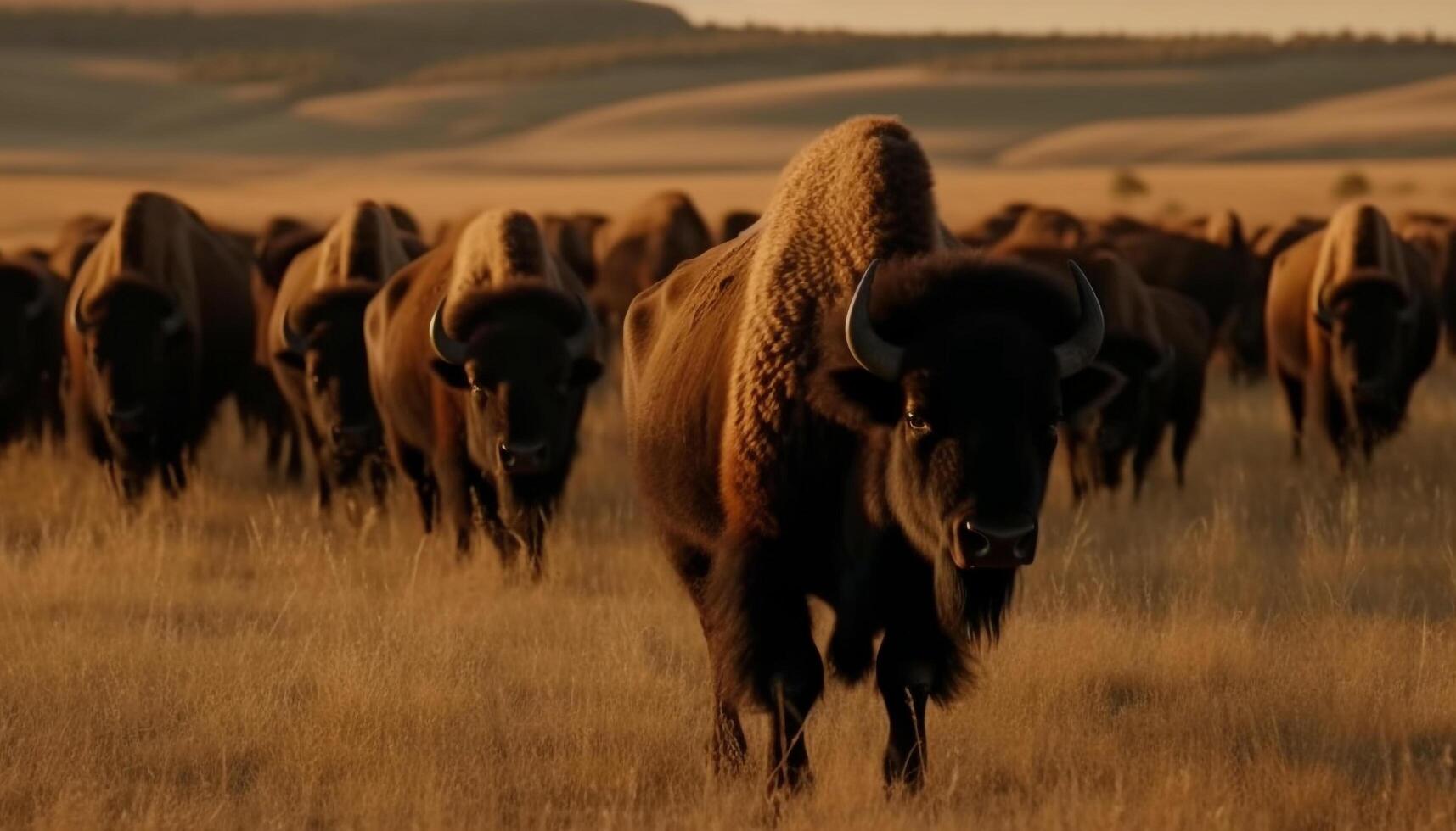 grande mandria di bestiame pascolo su un' bellissimo africano pianura generato di ai foto