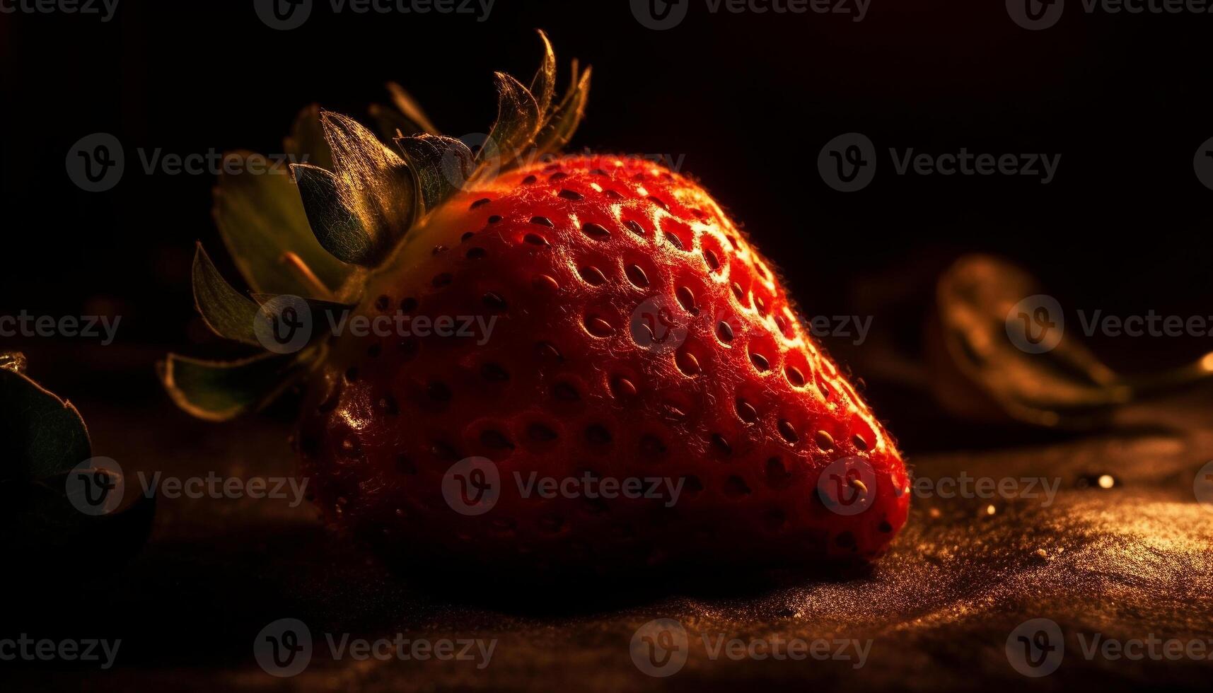 succoso maturo fragola, un' salutare biologico merenda su rustico legna generato di ai foto