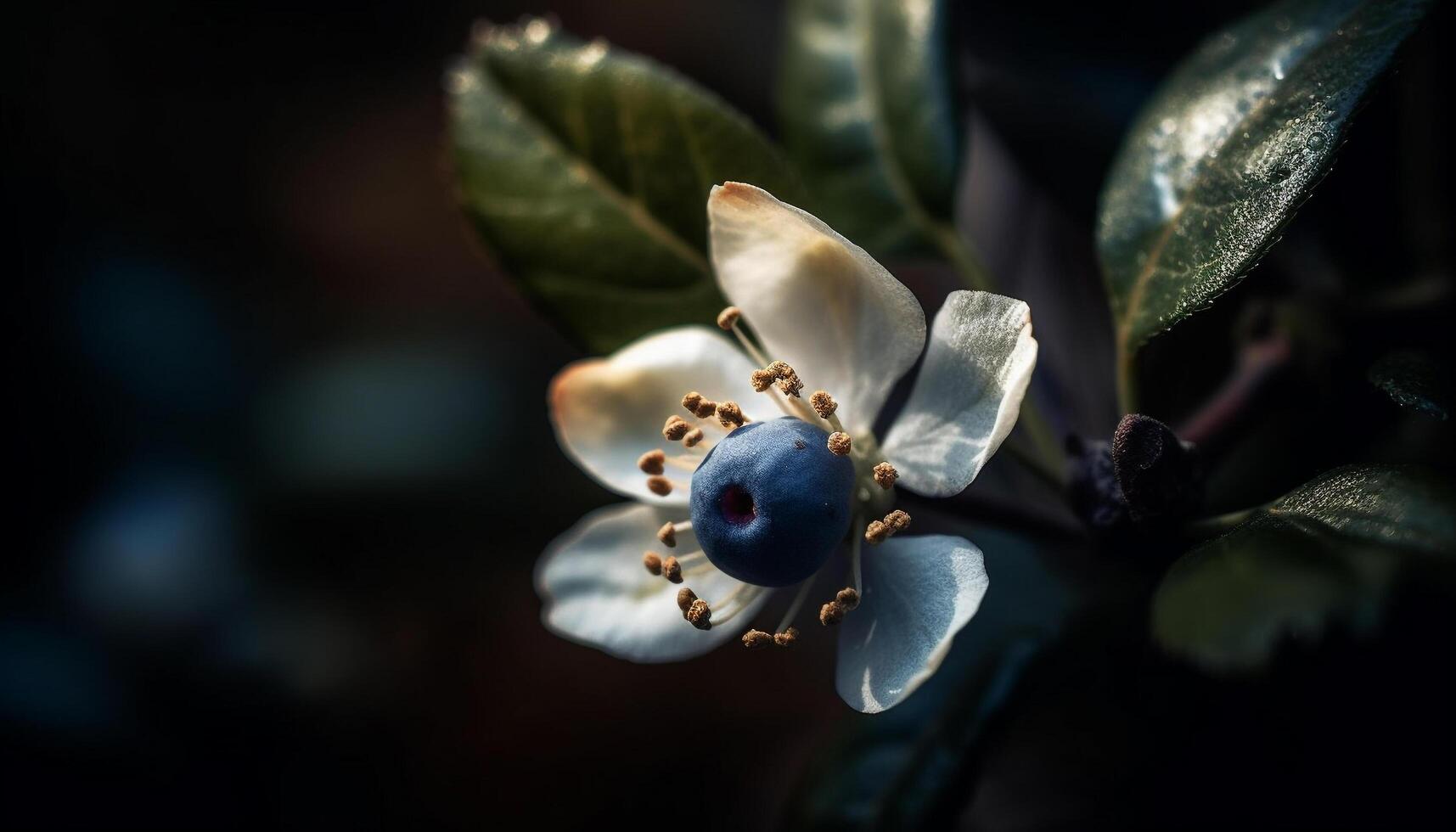 fresco verde foglia con rosa fiore testa, selettivo messa a fuoco all'aperto generato di ai foto