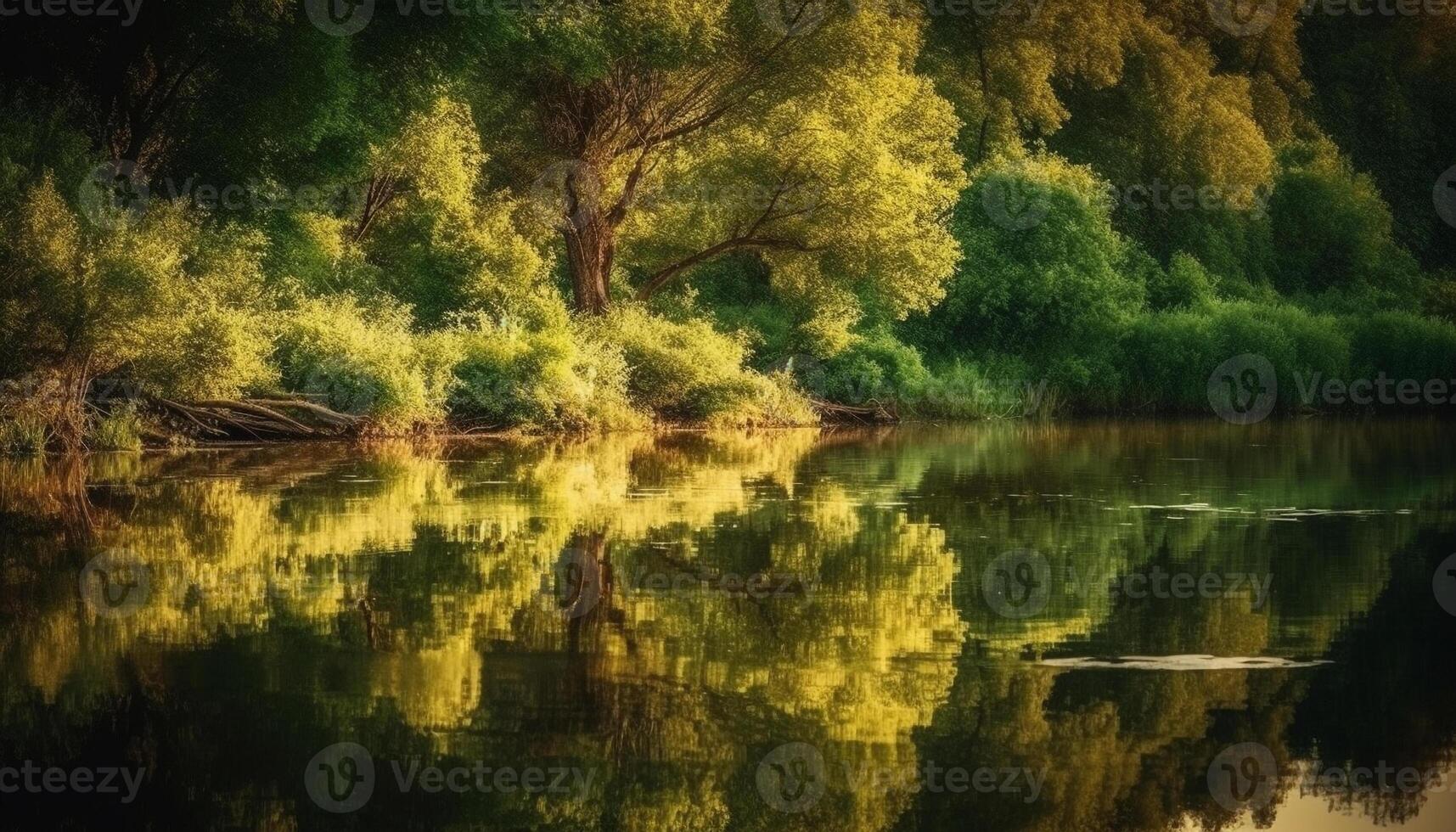 vivace autunno paesaggio riflette tranquillo bellezza di natura selvaggia prato generato di ai foto