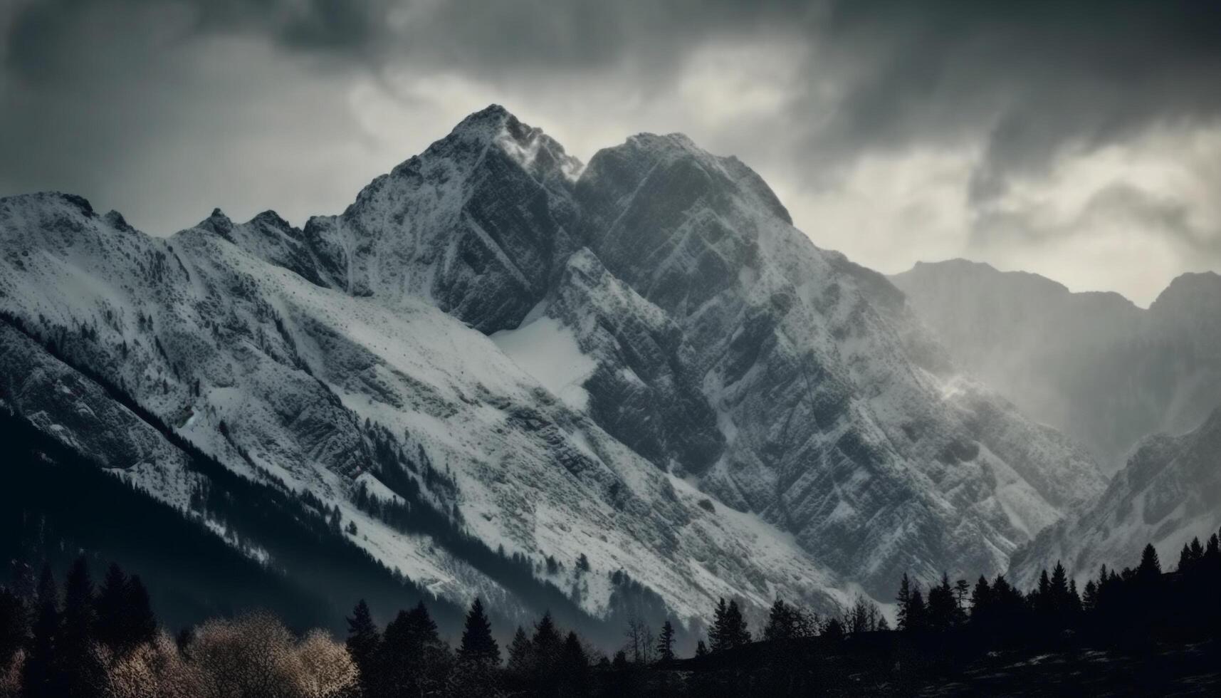 maestoso montagna gamma, tranquillo scena, panoramico bellezza nel natura generato di ai foto