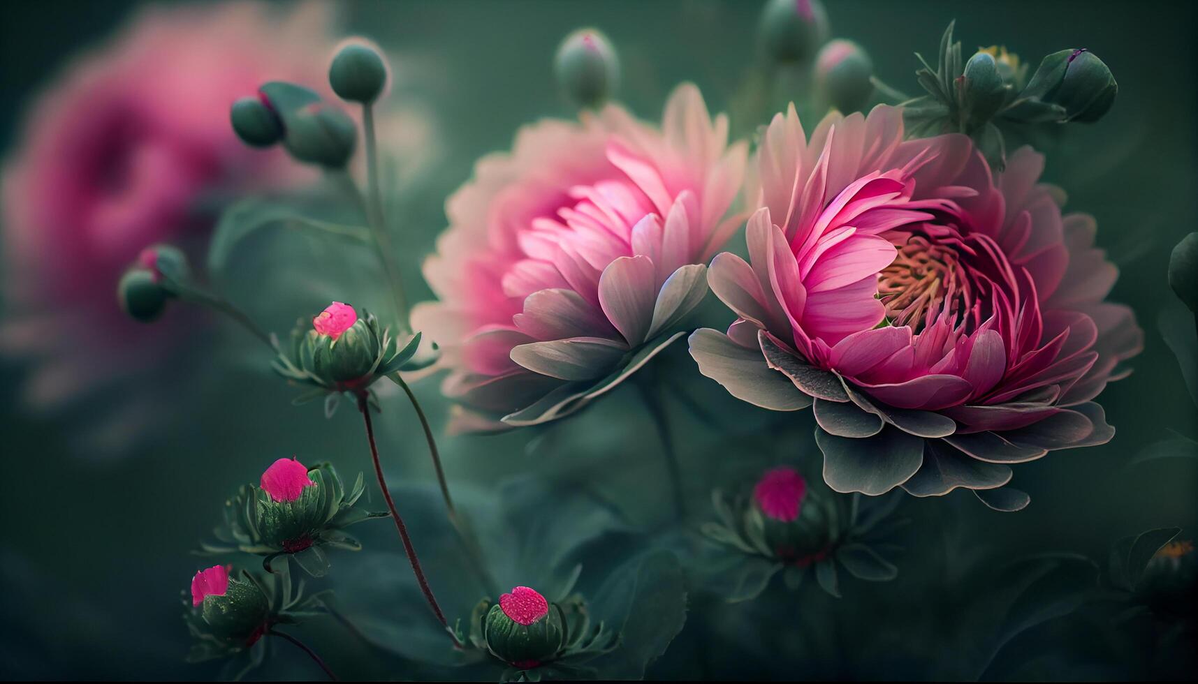 un' rosa fiore testa con Multi colorato petali generato di ai foto