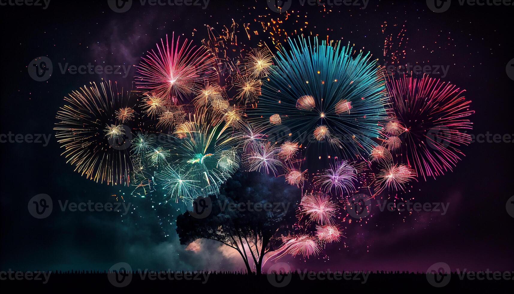 che esplode fuochi d'artificio Brighten notte cielo nel celebrazione evento ,generativo ai foto