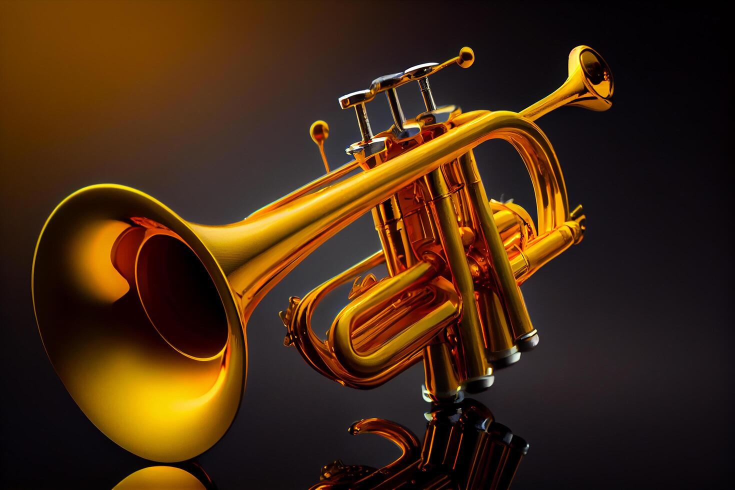 brillante ottone tromba d'oro stile strumento ,generativo ai foto