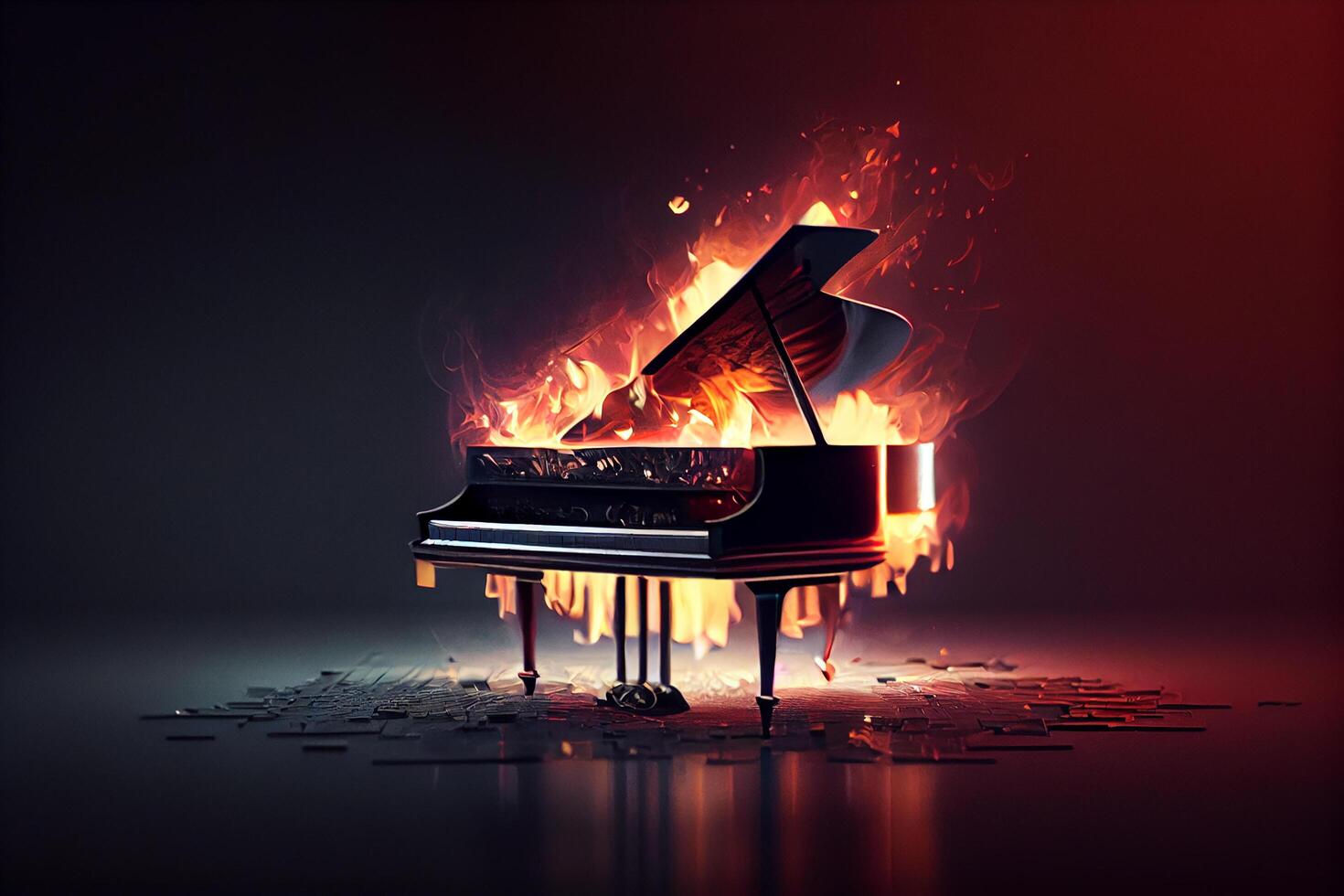 musicale strumento pianoforte a fuoco elegante scena ,generativo ai foto