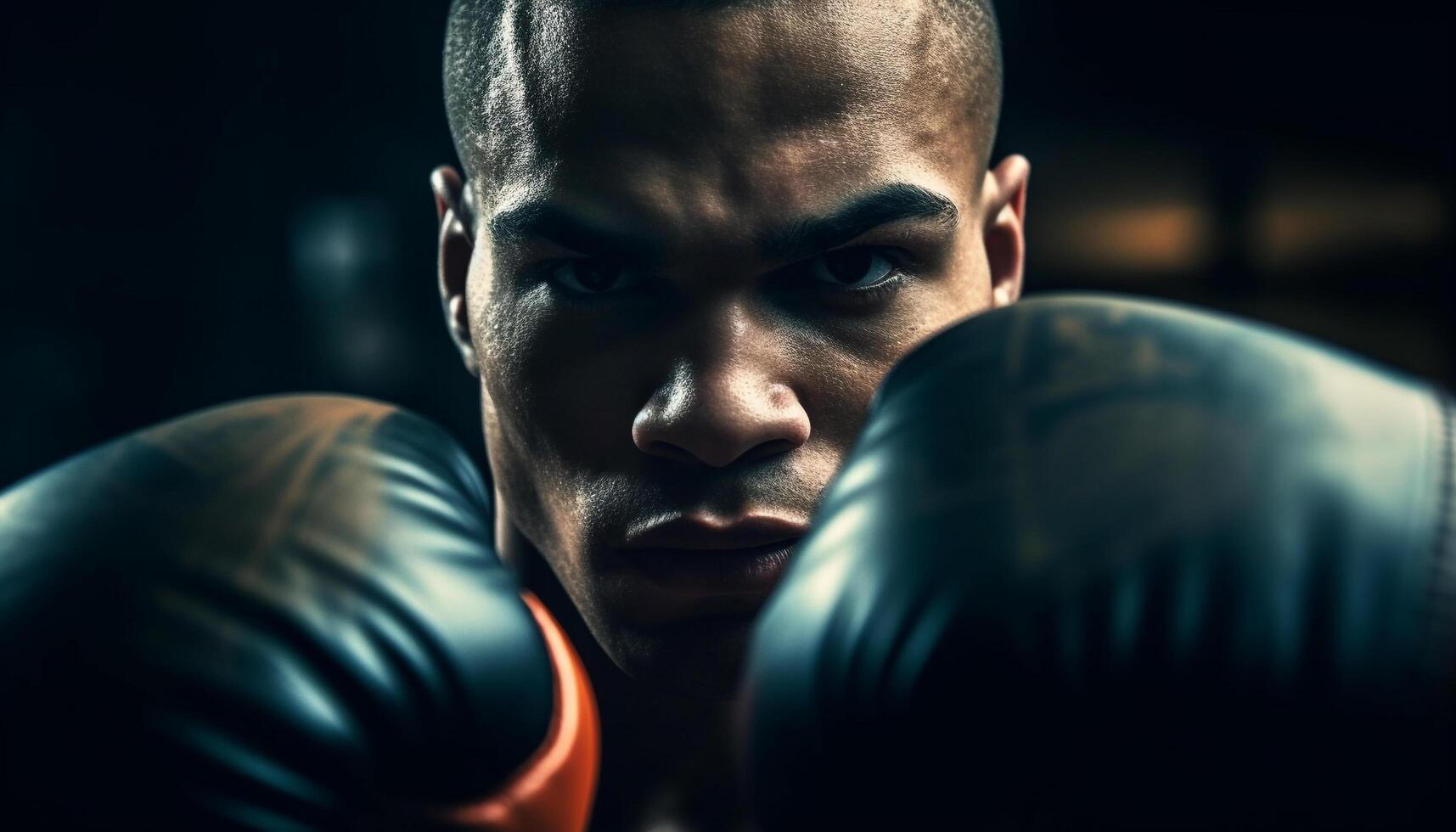 muscolare uomo boxe con determinazione nel gli sport formazione Palestra ritratto generativo ai foto