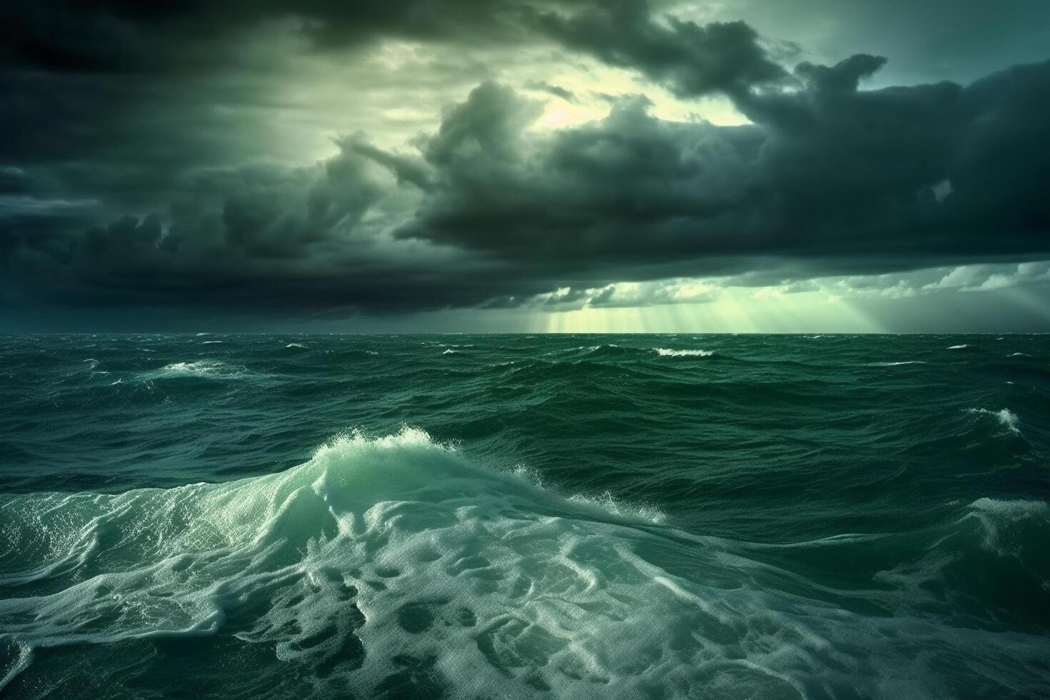 un' tempesta al di sopra di il oceano ai generativo foto