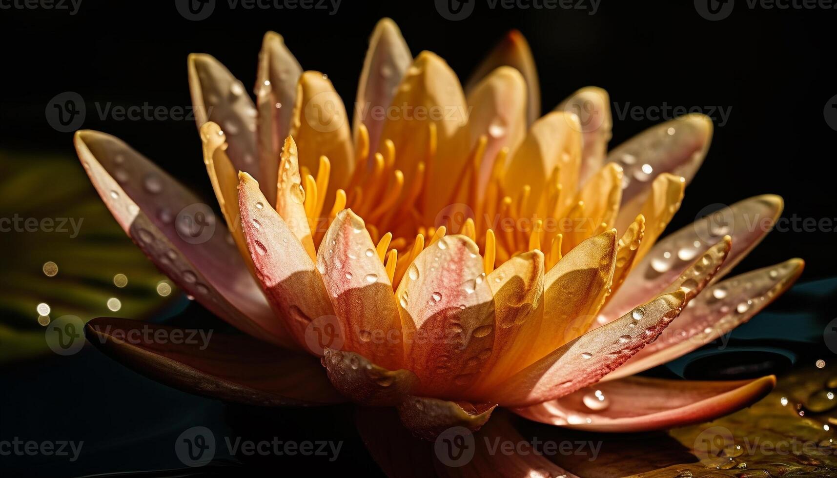 un' tranquillo scena di rosa loto fiori generato di ai foto