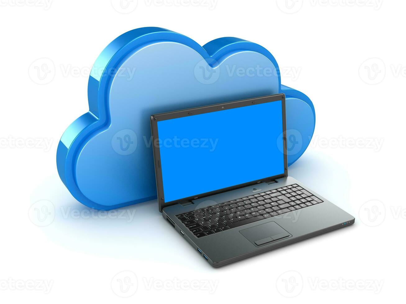 nube calcolo con il computer portatile foto