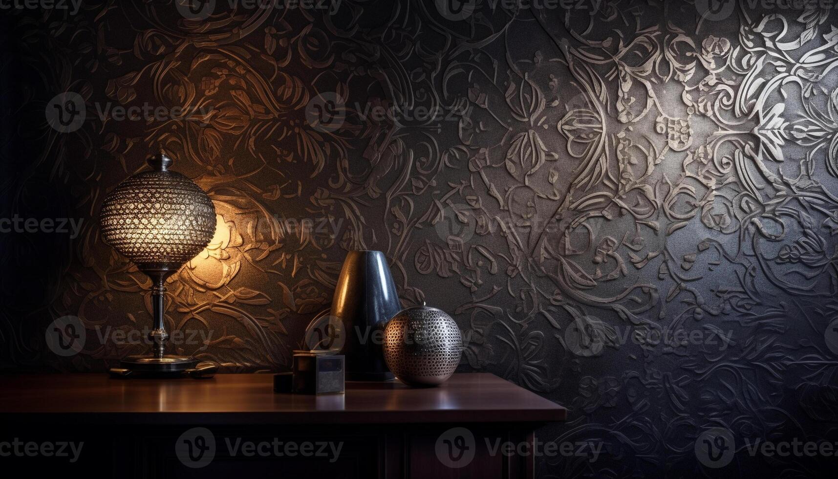rustico metallo lampada si illumina elegante cenare spazio generato di ai foto