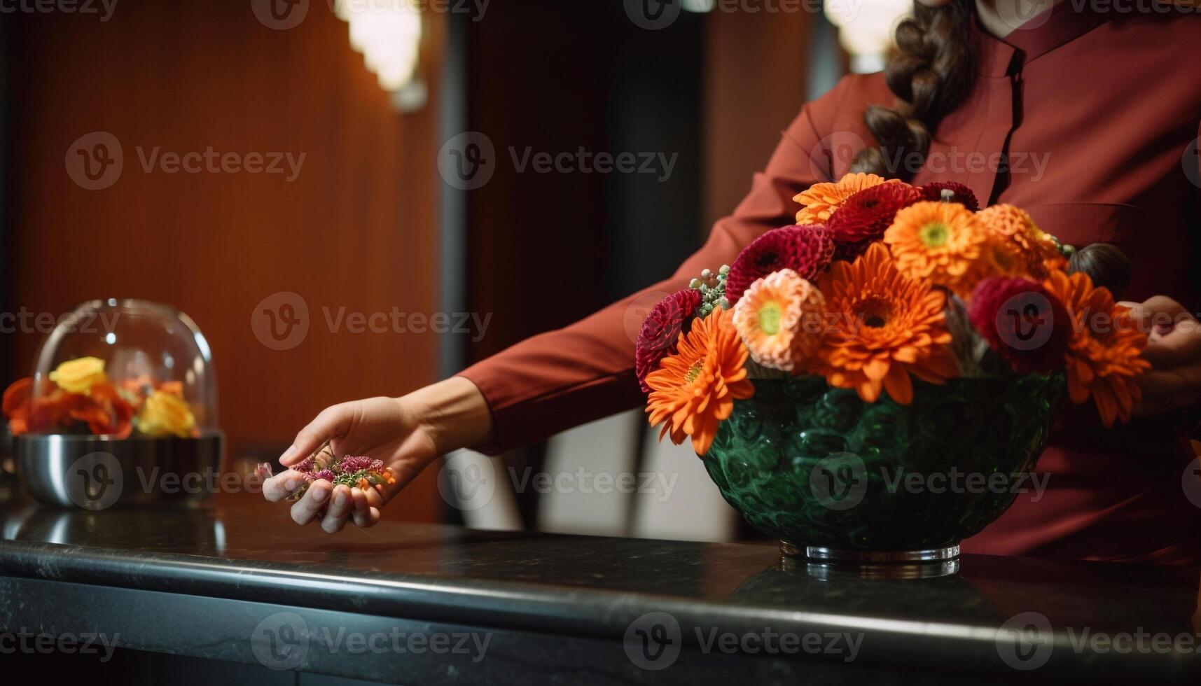 fiore negozio proprietario preparazione fresco colorato accordi generato di ai foto