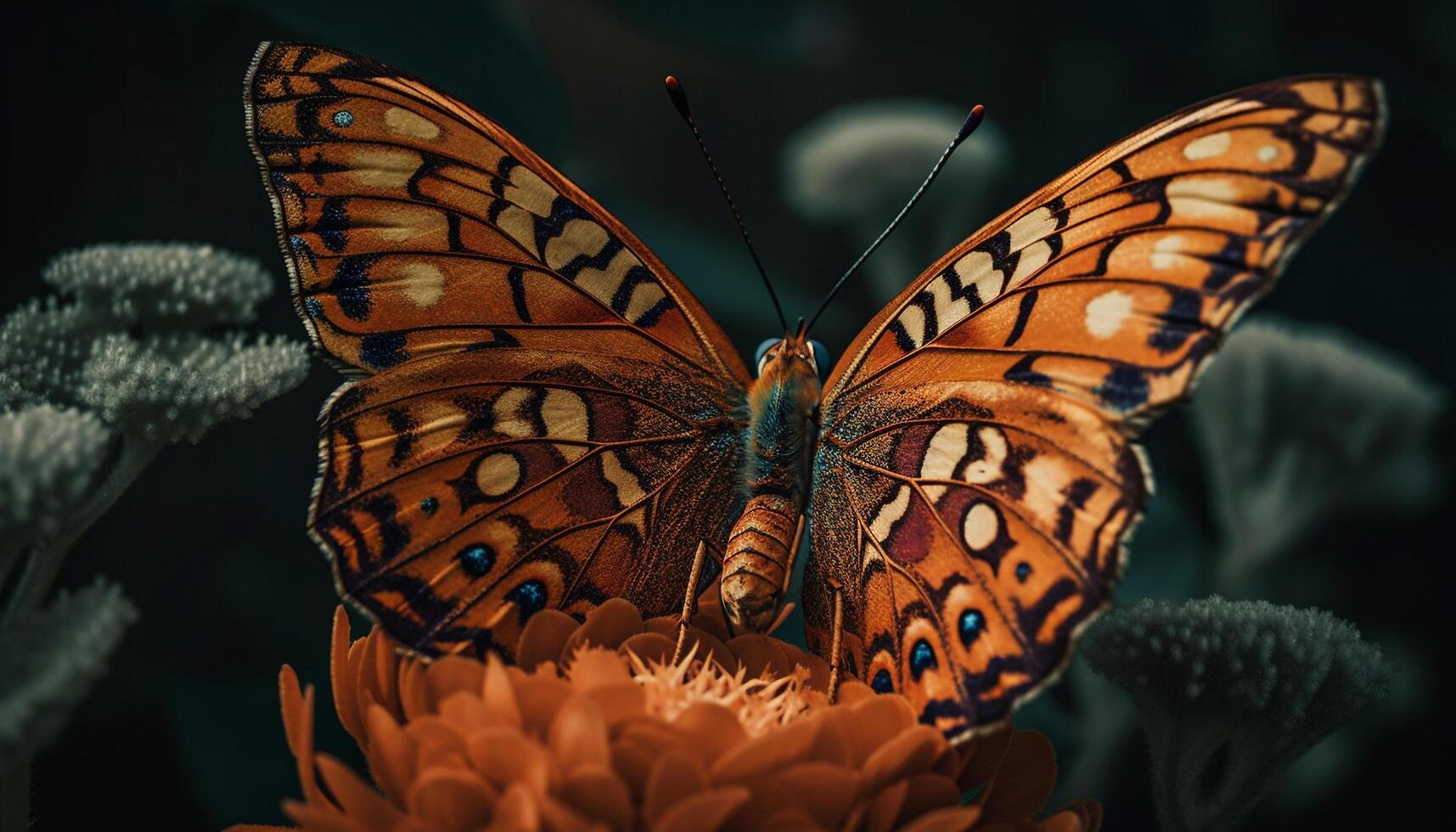 vivace farfalla nel estate, impollinazione giallo fiore generato di ai foto