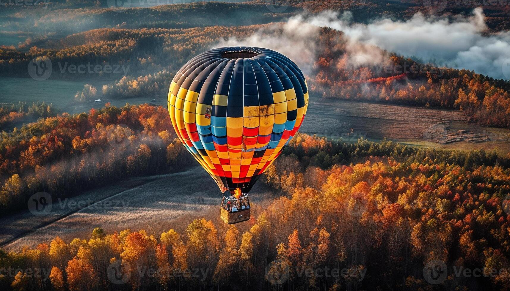 vivace caldo aria Palloncino avventura nel autunno cielo generato di ai foto