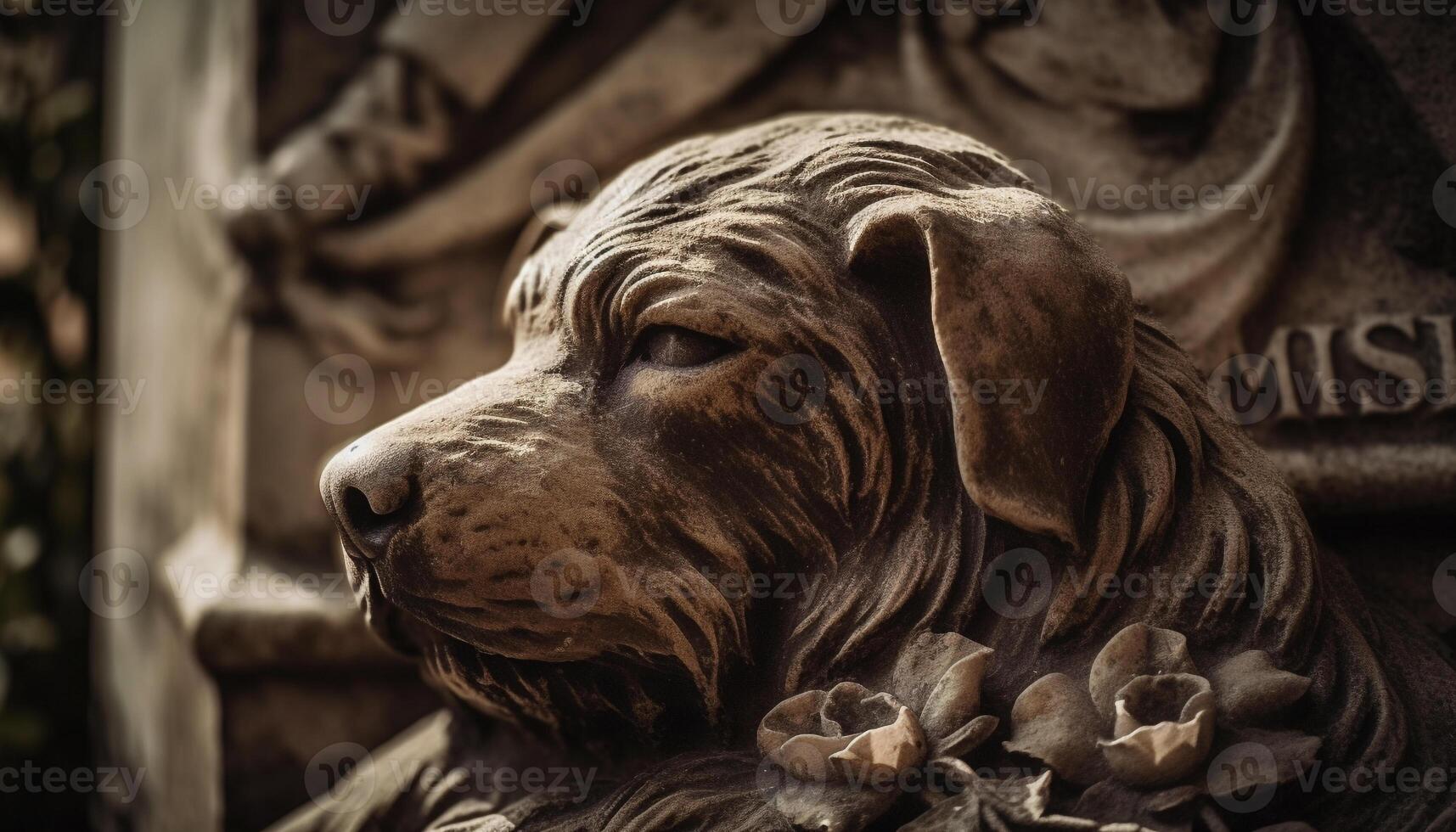 un' carino cane statua bagnato pelliccia ritratto generato di ai foto