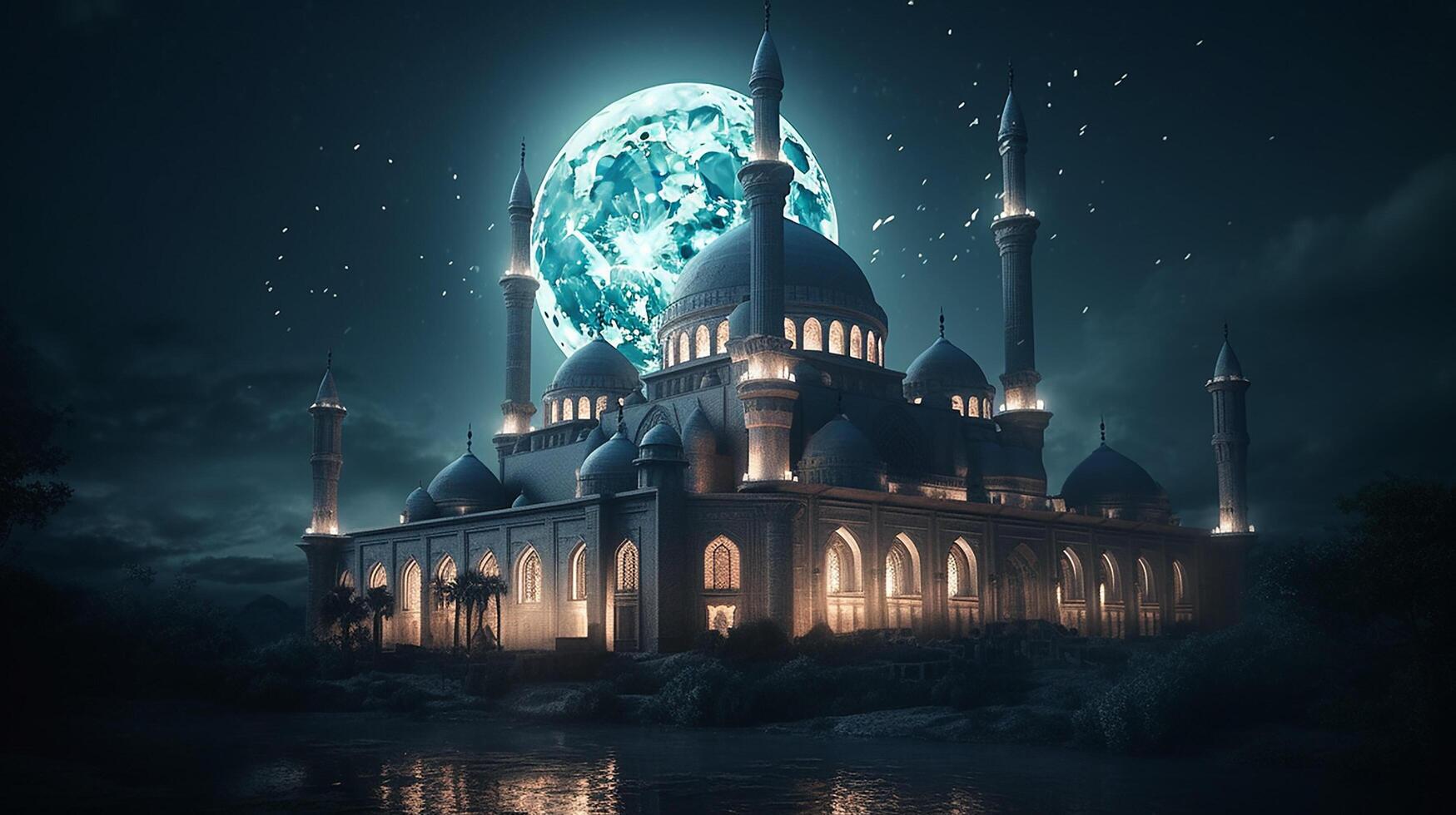 illustrazione di sorprendente architettura design di musulmano, moschea ai generato foto