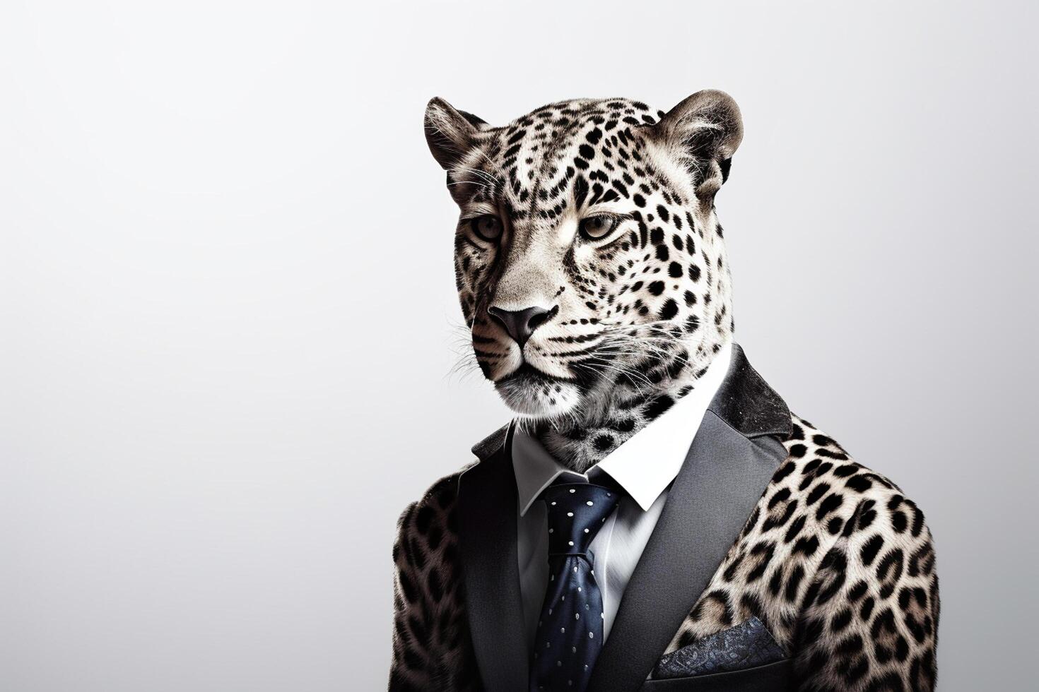 leopardo nel un' arancia completo da uomo e arco legare. studio sparo. attività commerciale e moda concetto generativo ai foto