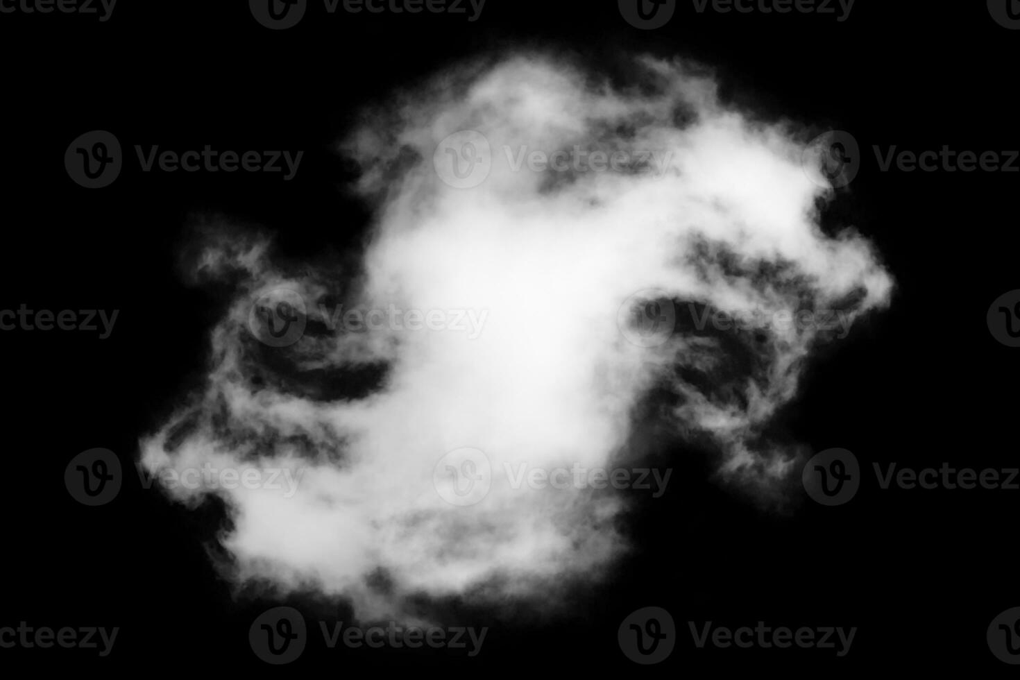 strutturato fumo, nuvola isolato su nero sfondo, astratto bianca foto