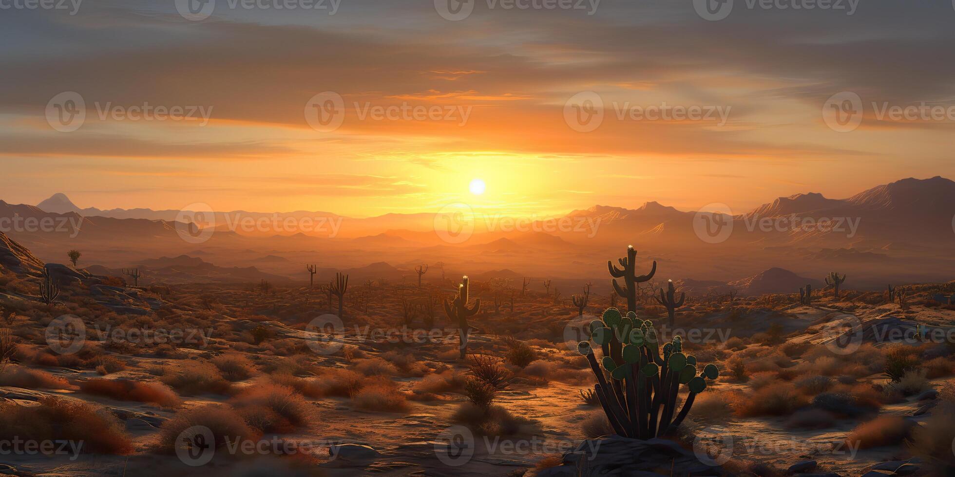 ai generato. ai generativo. foto illustrazione di messicano deserto con cactus. grafico arte