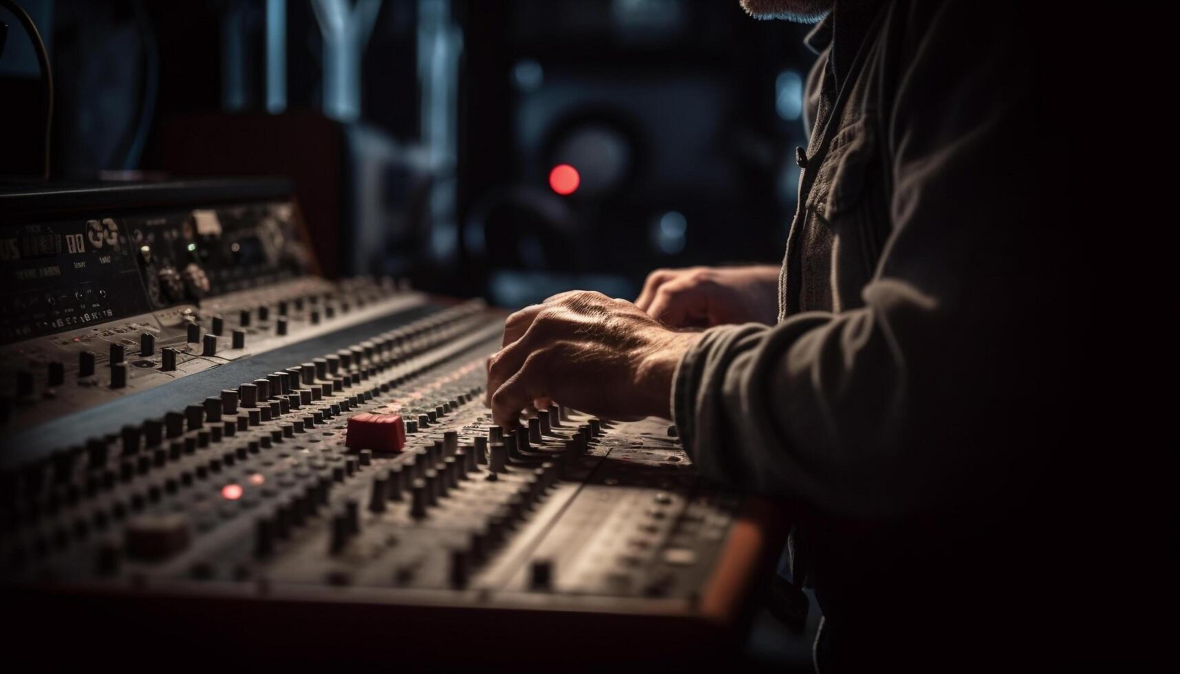 esperto suono ingegnere miscelazione musica nel studio generato di ai foto