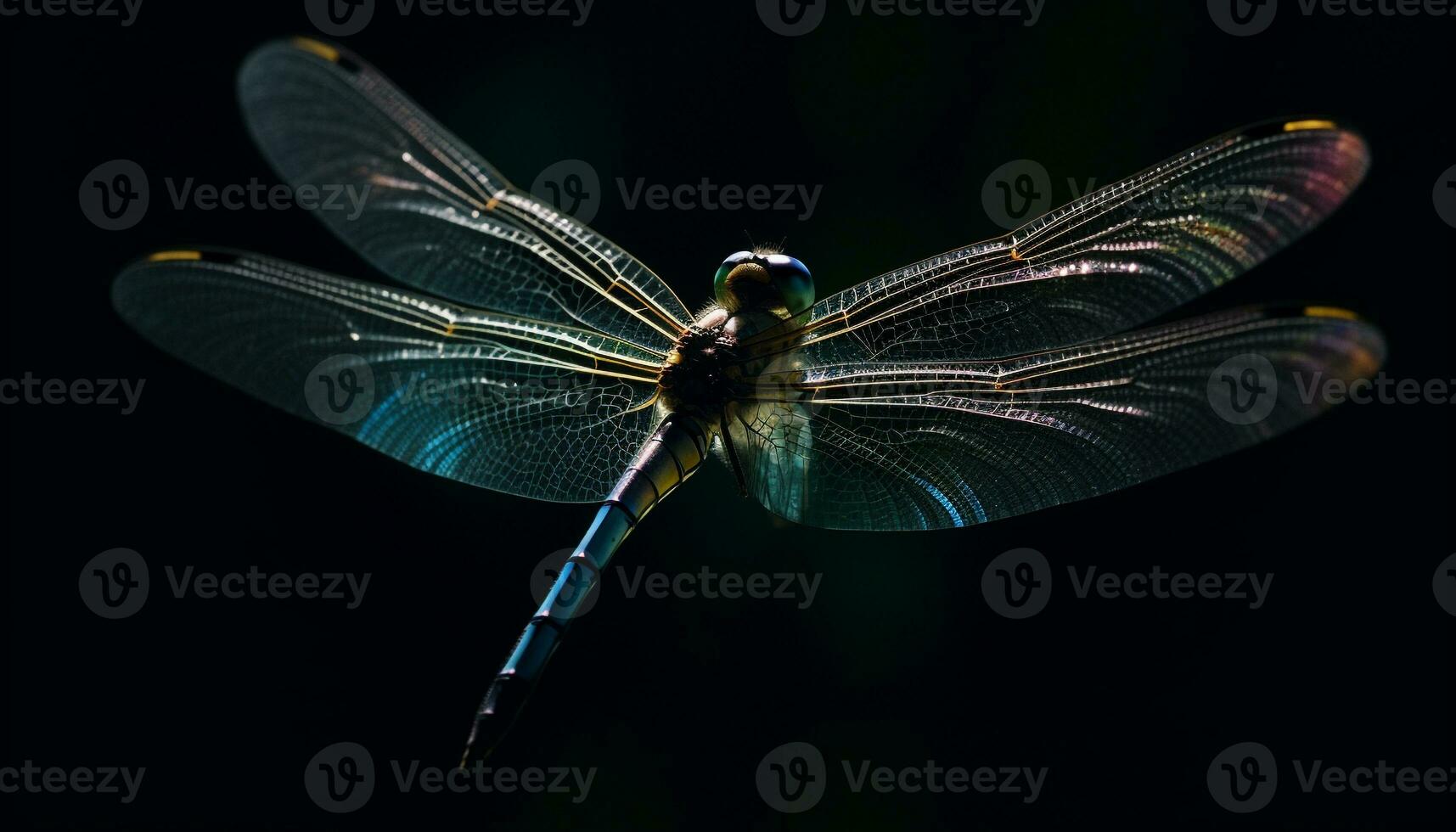libellula ala vetrine vivace bellezza nel natura generato di ai foto