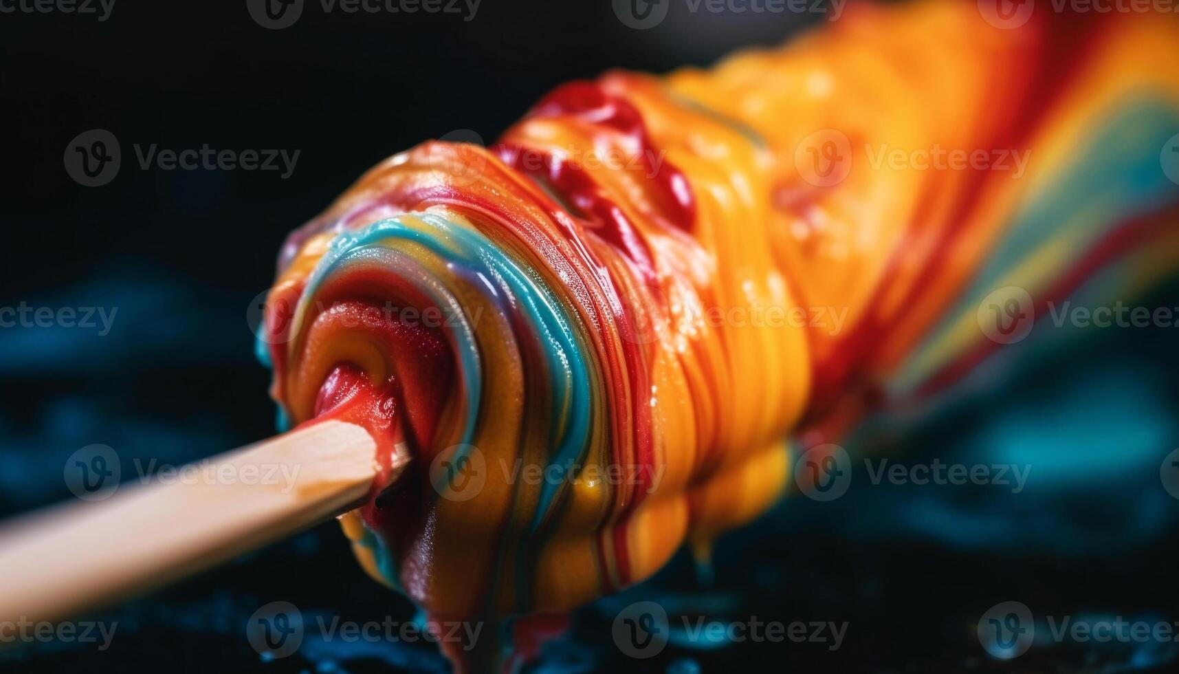 caramella bastoni su di legno sfondo generato di ai foto